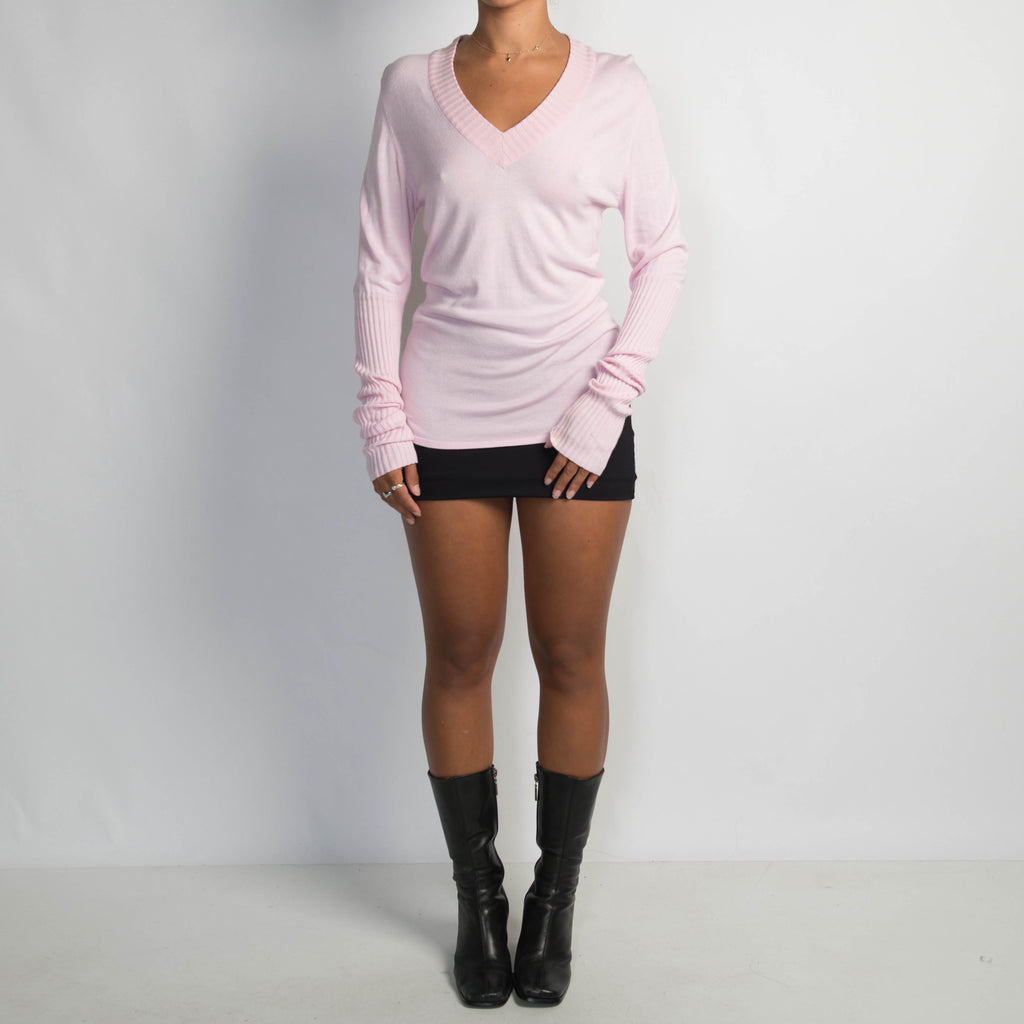 PINK V NECK KNIT TOP