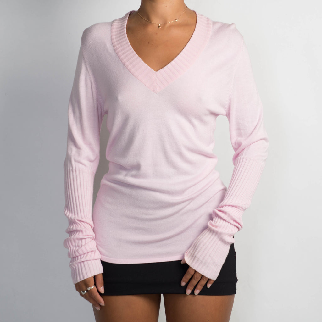 PINK V NECK KNIT TOP