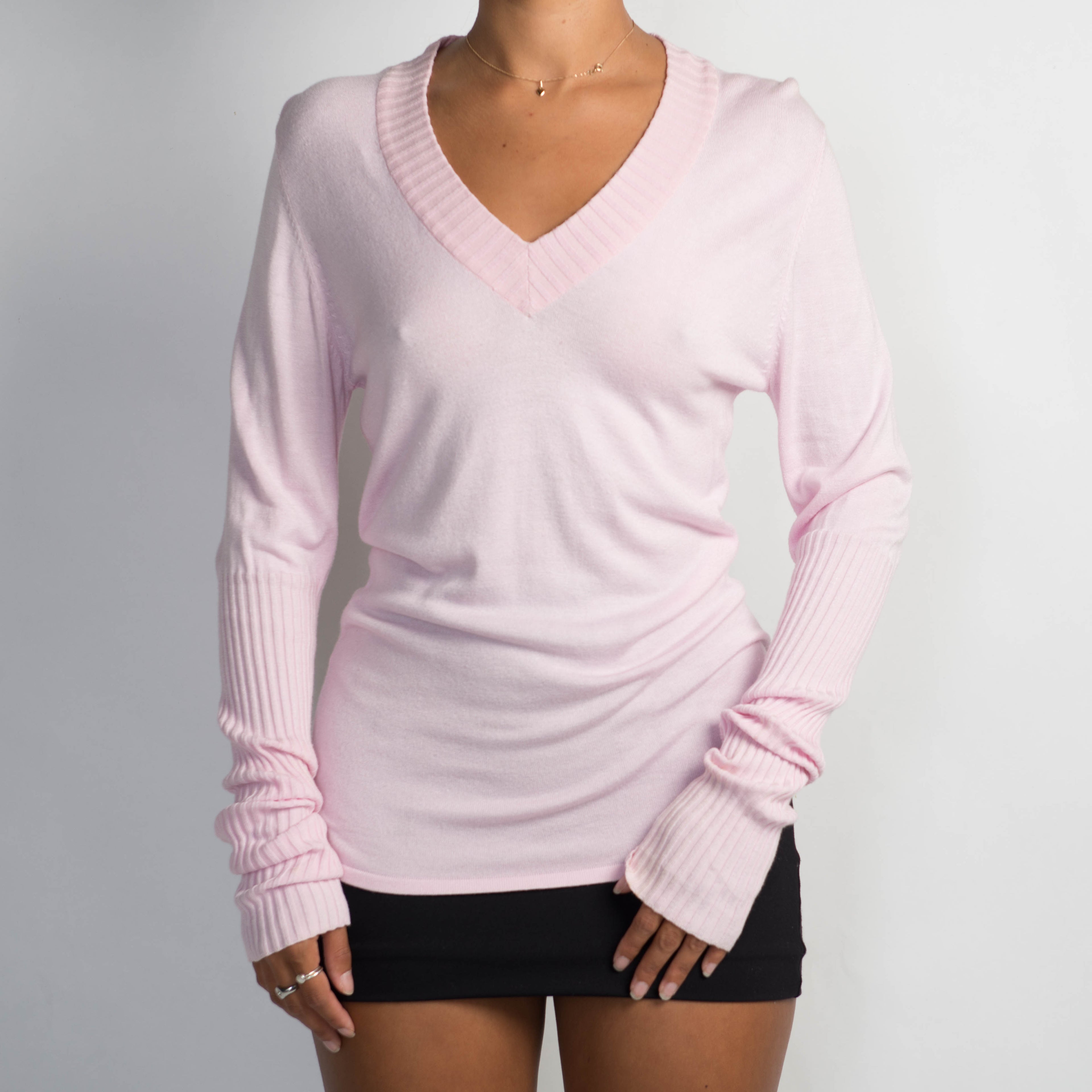 PINK V NECK KNIT TOP