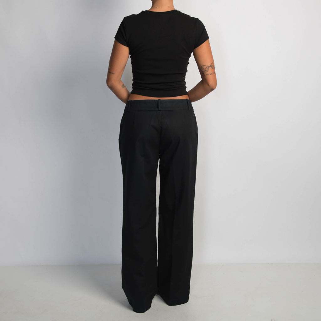 BLACK WIDE LEG TROUSERS