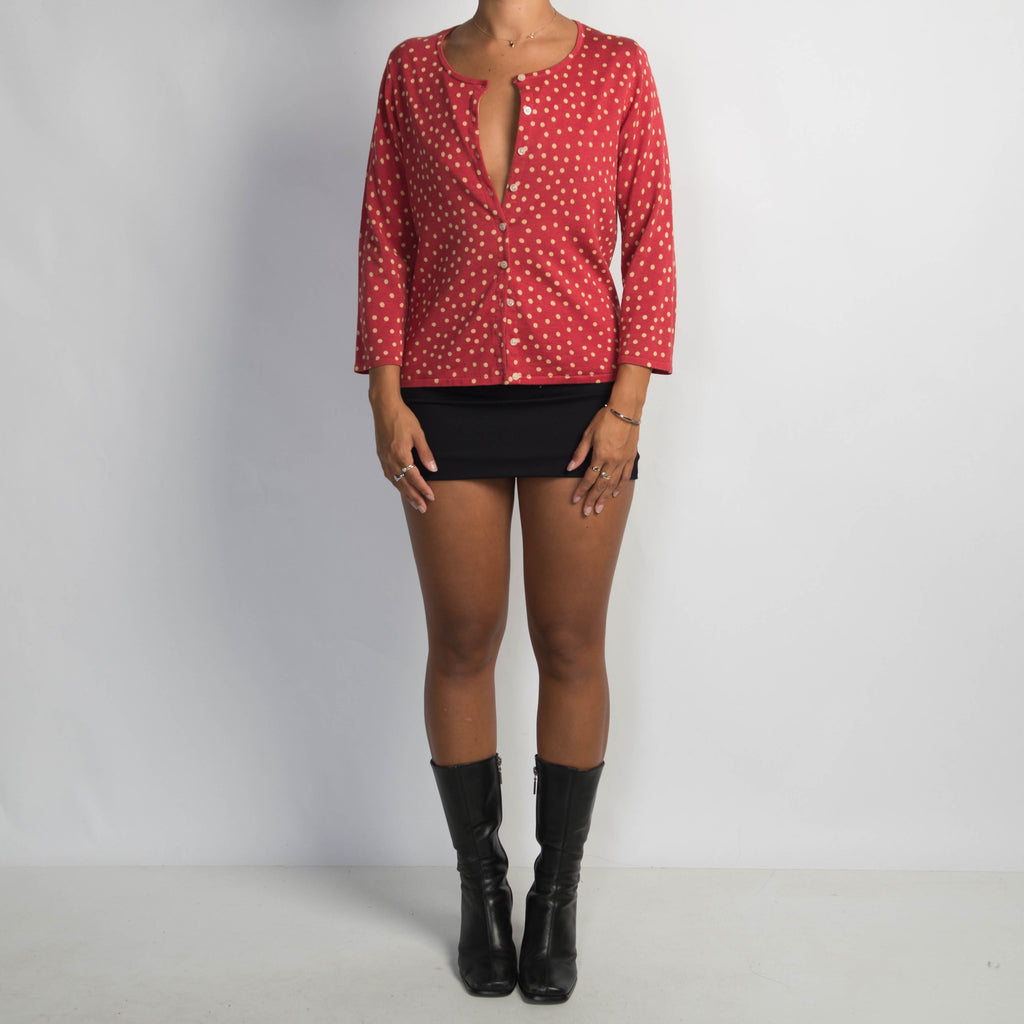 RED POLKA DOT CARDIGAN