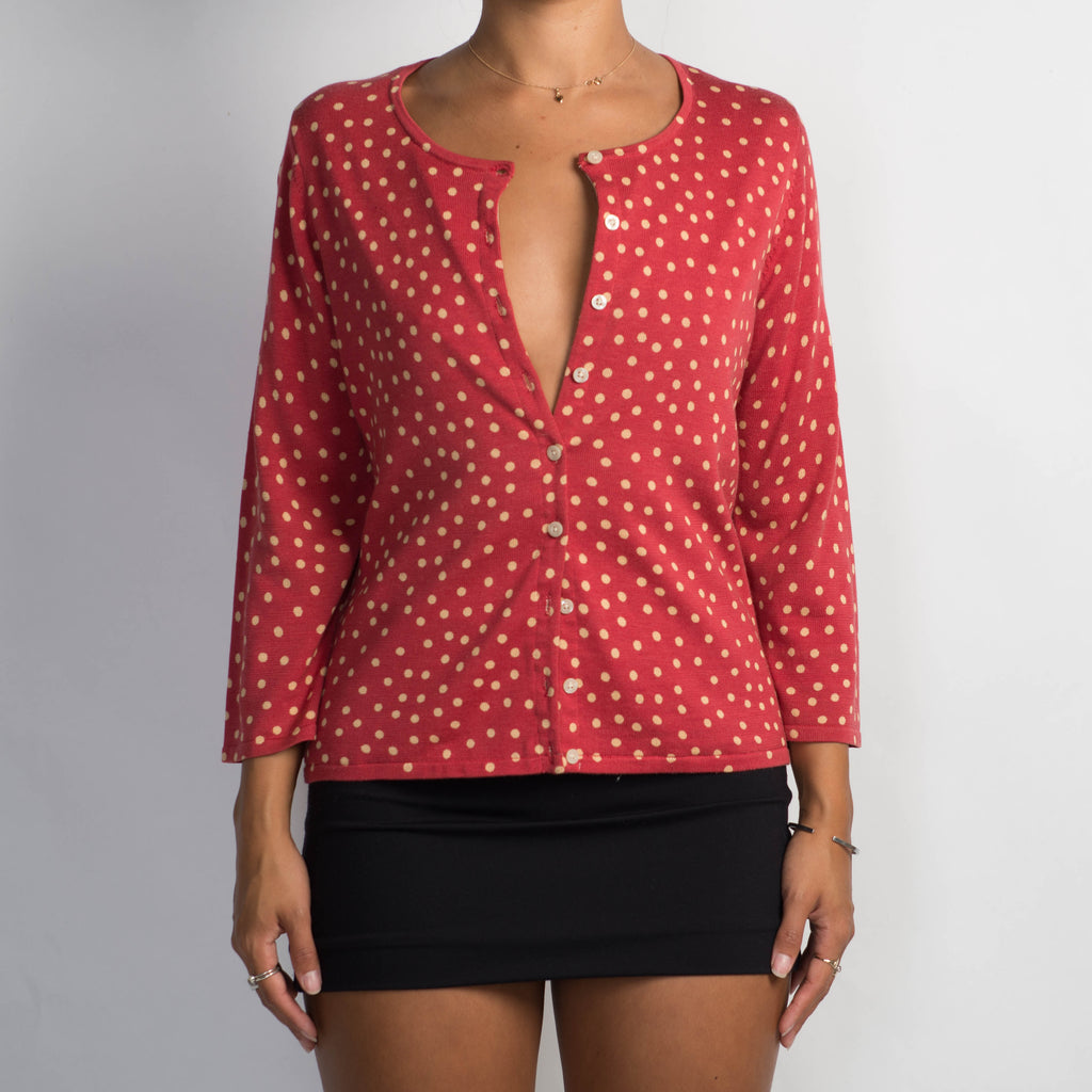 RED POLKA DOT CARDIGAN