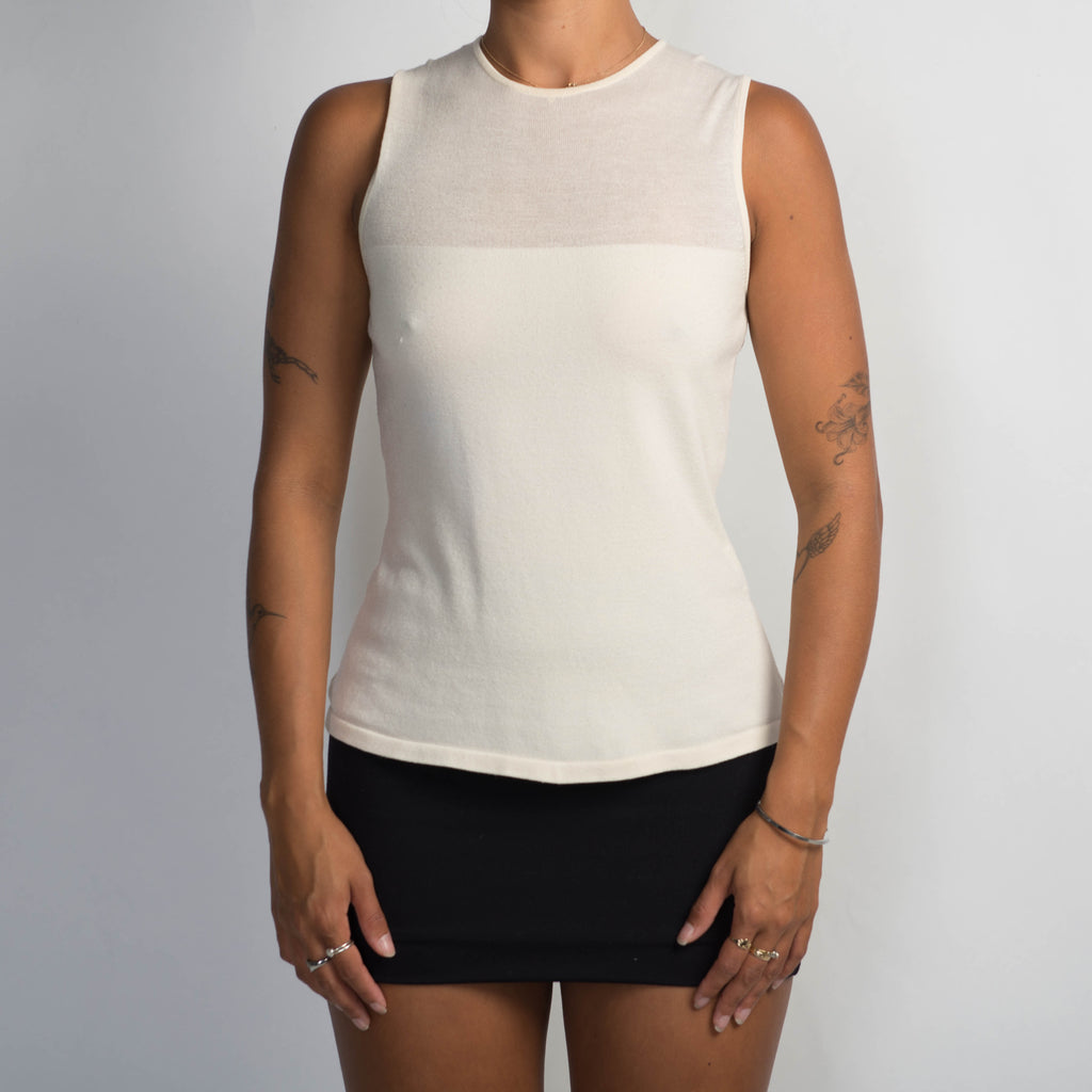 CREAM SLEEVELESS TOP