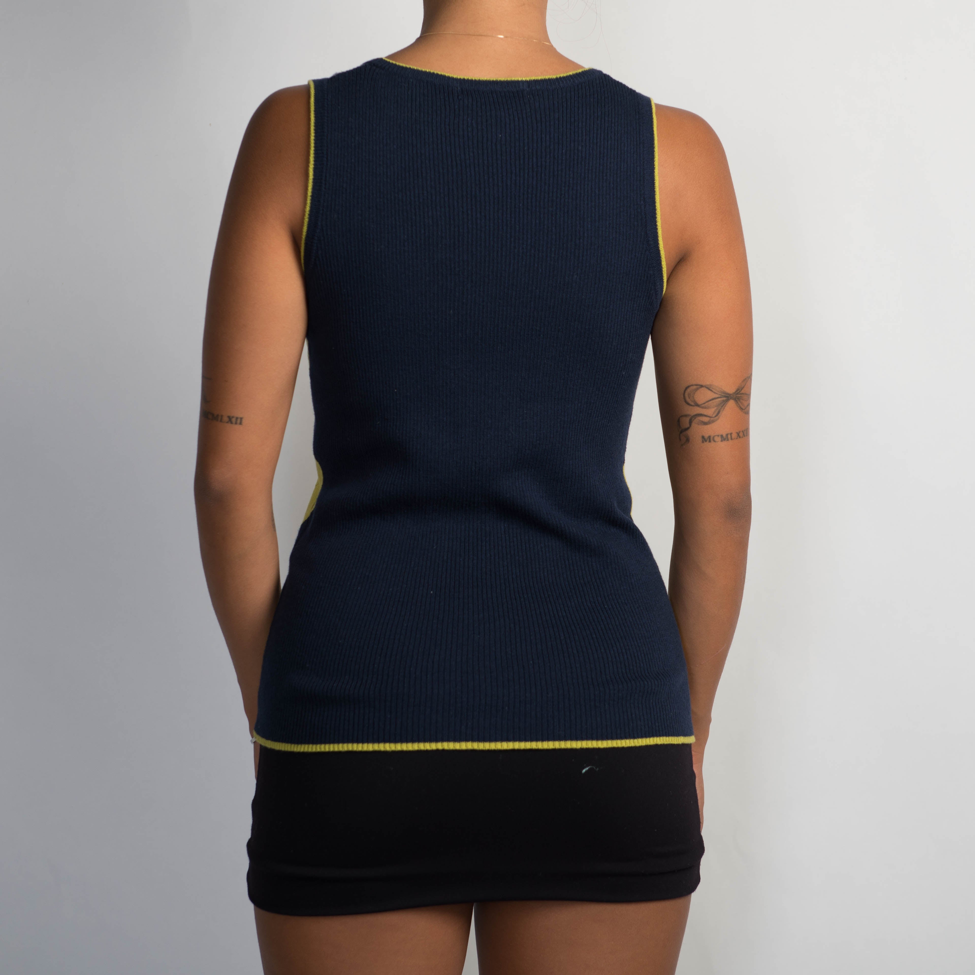 NAVY ARGYLE BUTTON VEST