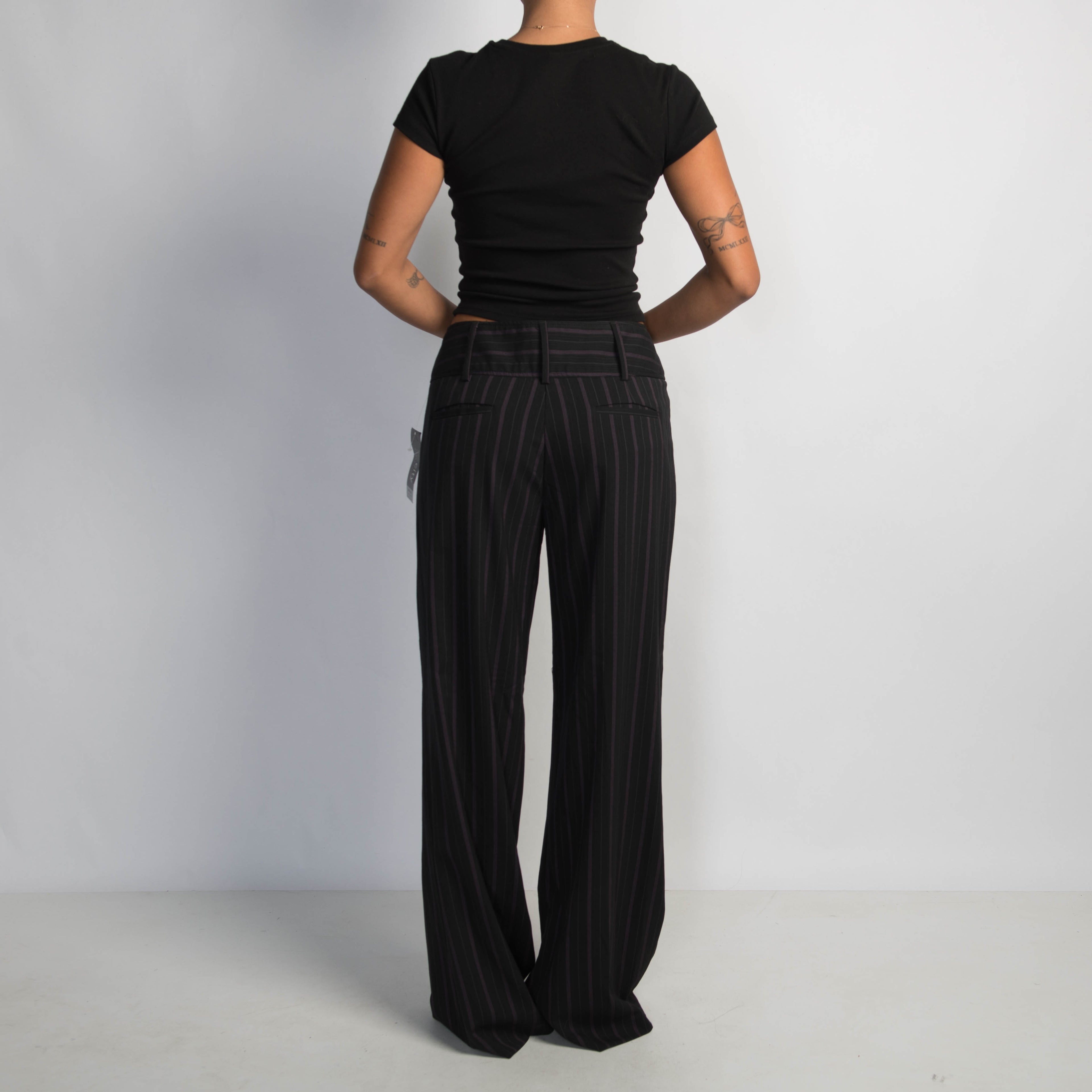 PINSTRIPE WIDE LEG TROUSERS
