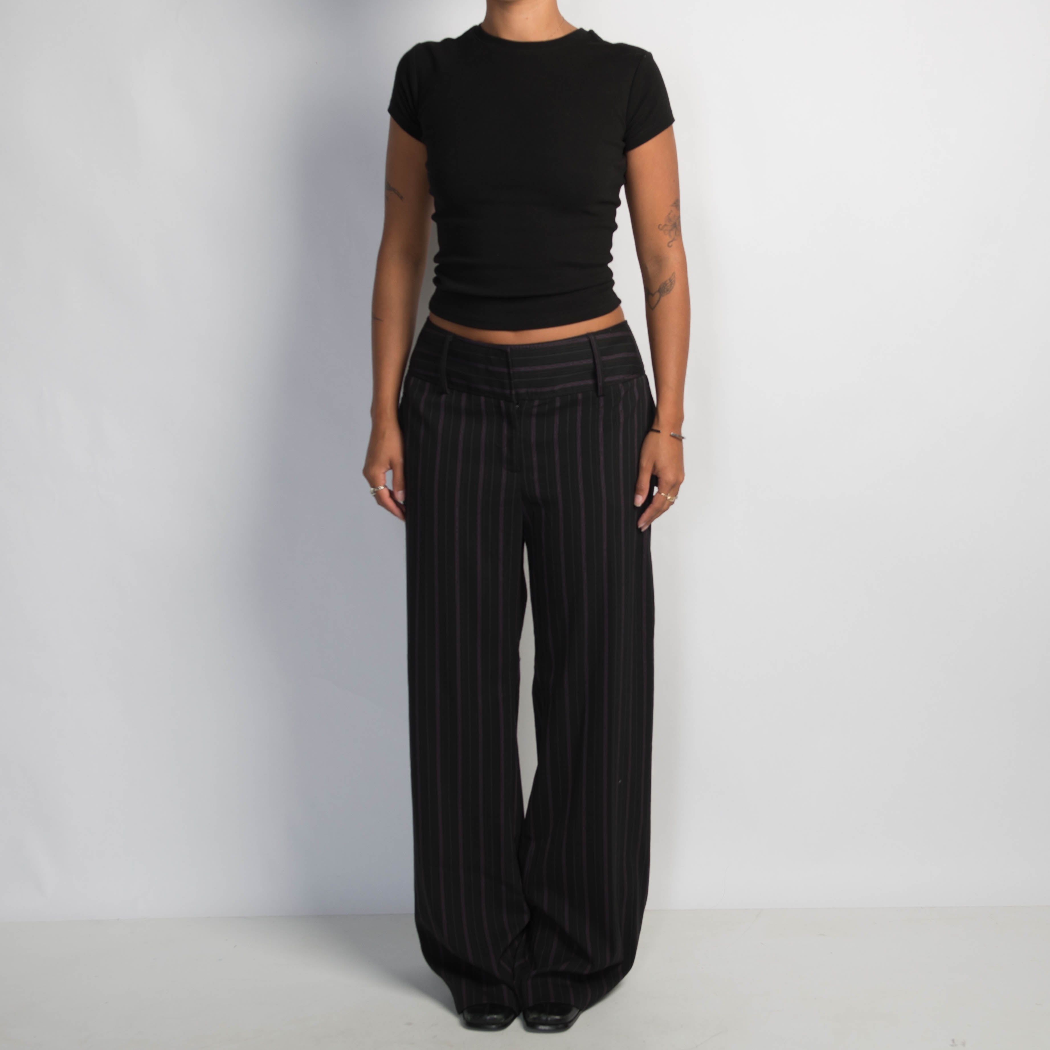 PINSTRIPE WIDE LEG TROUSERS