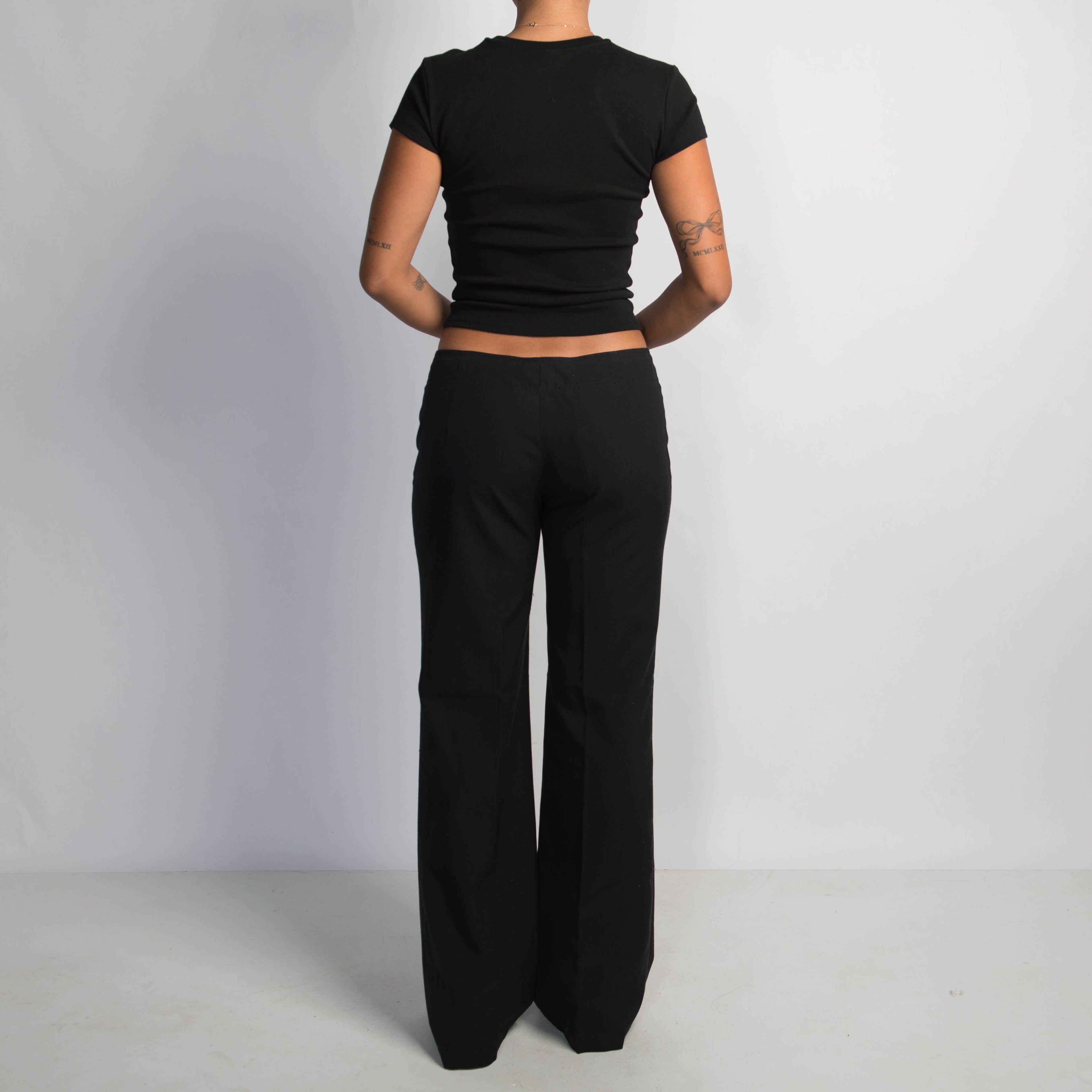 BLACK WIDE LEG TROUSERS