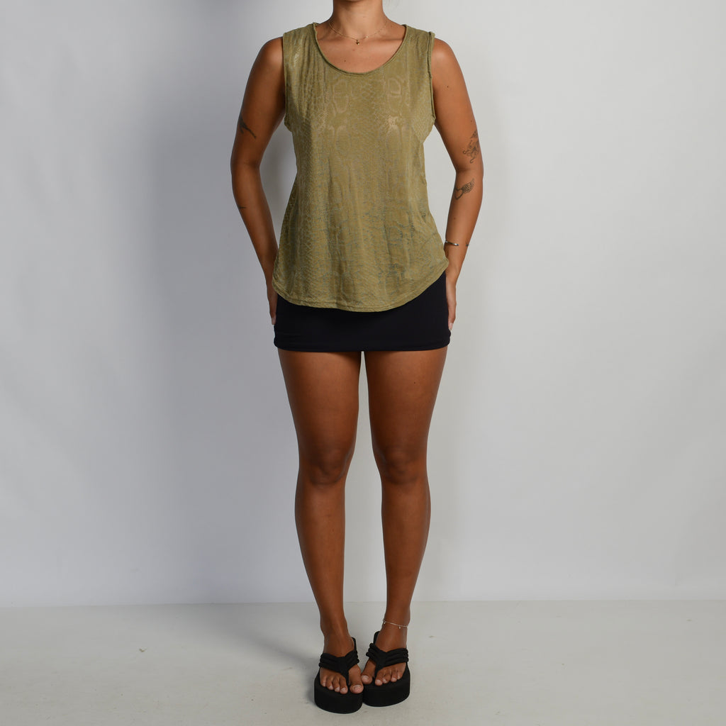 KHAKI SLEEVELESS TOP