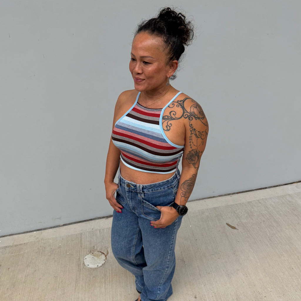CHOC STRIPE CROP TOP