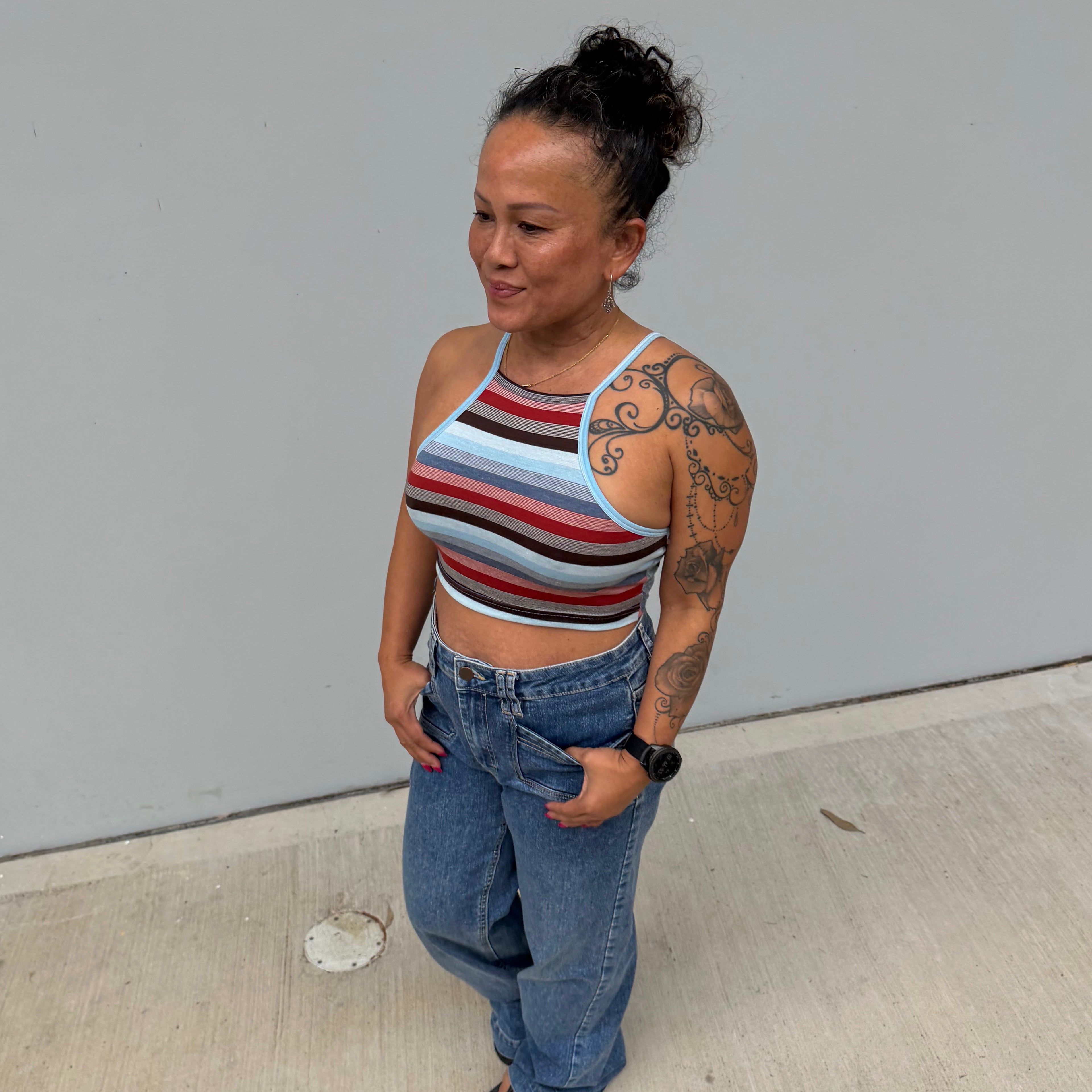 CHOC STRIPE CROP TOP