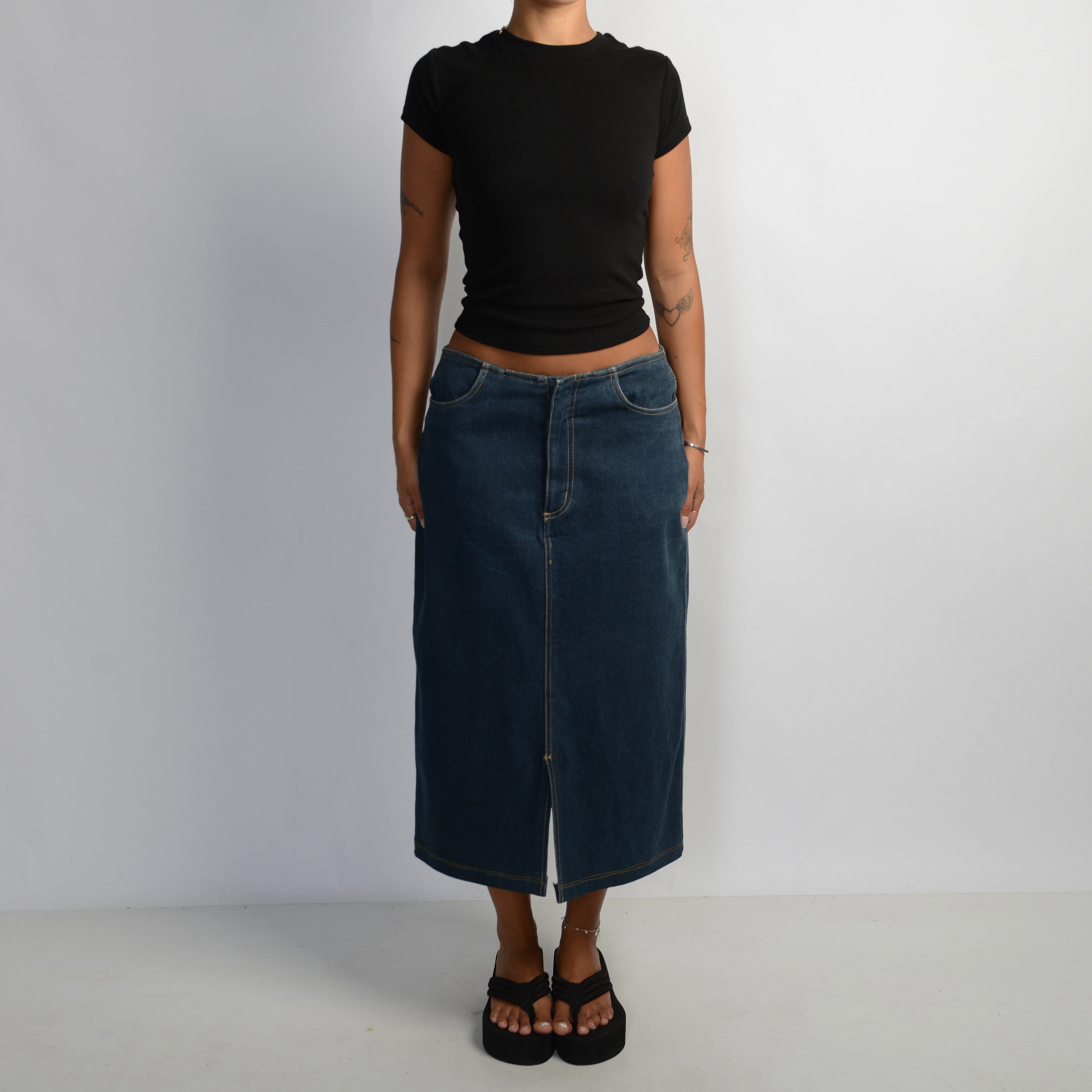 NO WAISTBAND DENIM SKIRT