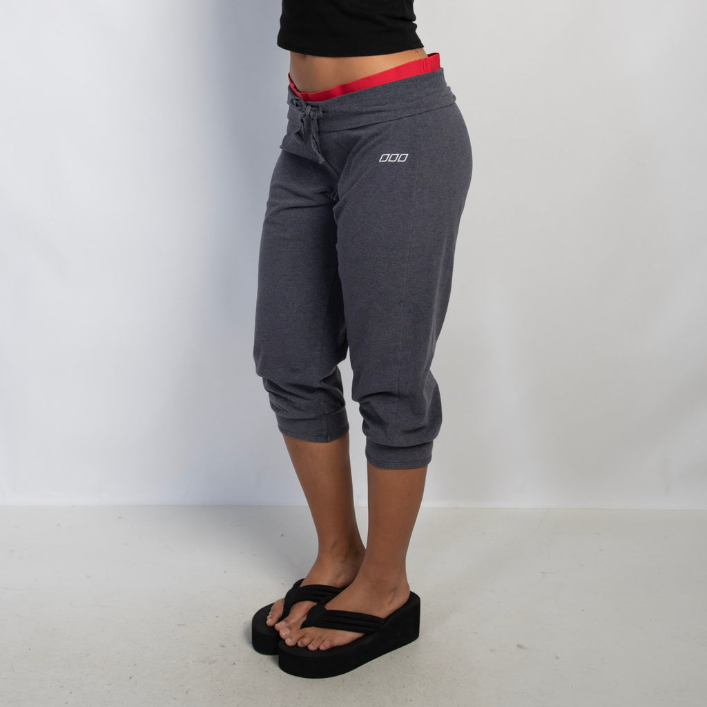 NAVY COTTON CROP PANTS