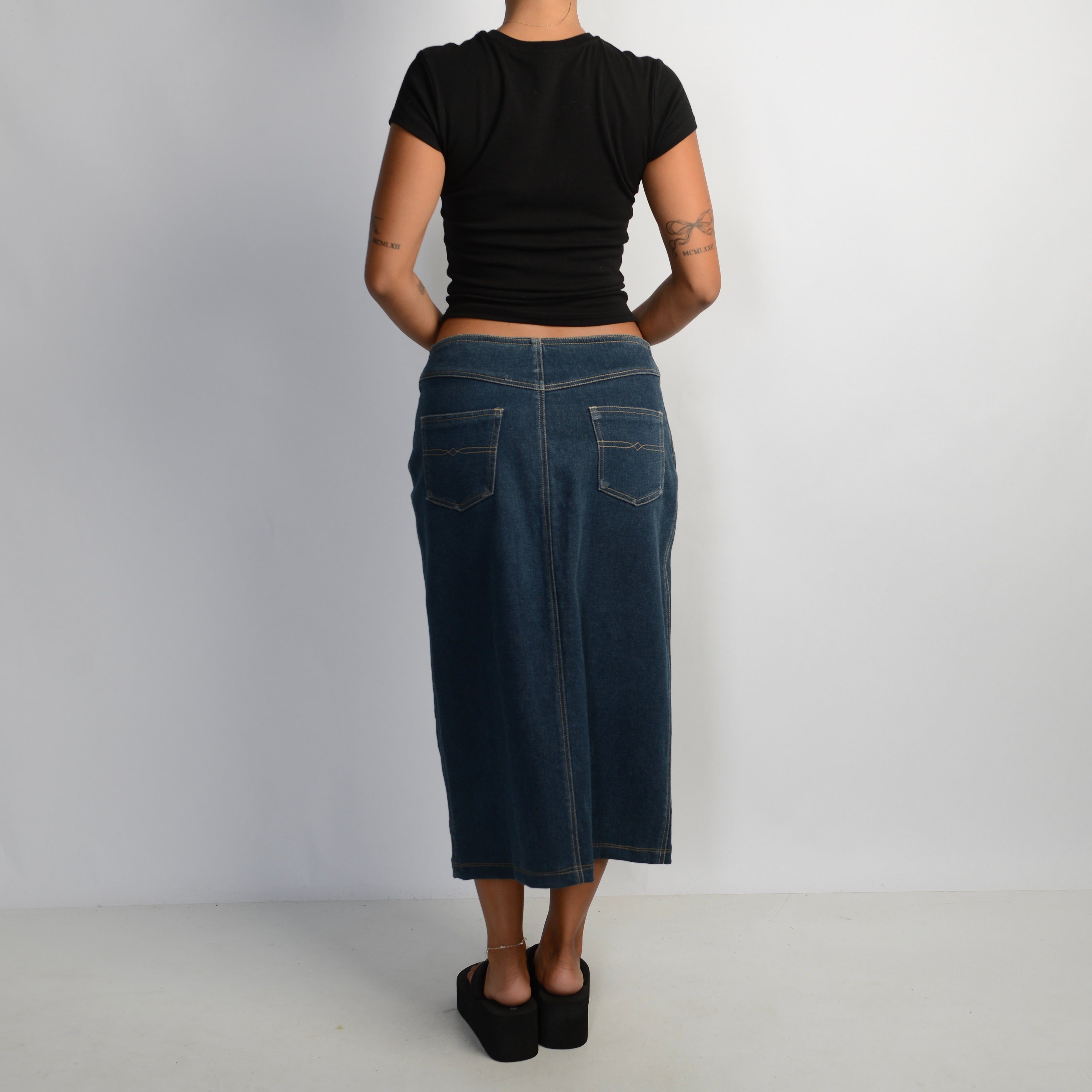 NO WAISTBAND DENIM SKIRT