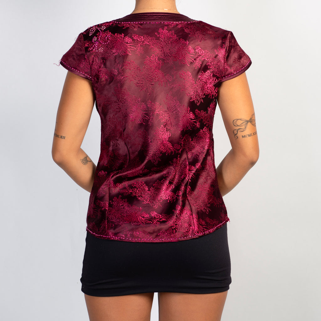 PLUM SATIN BEADED TOP