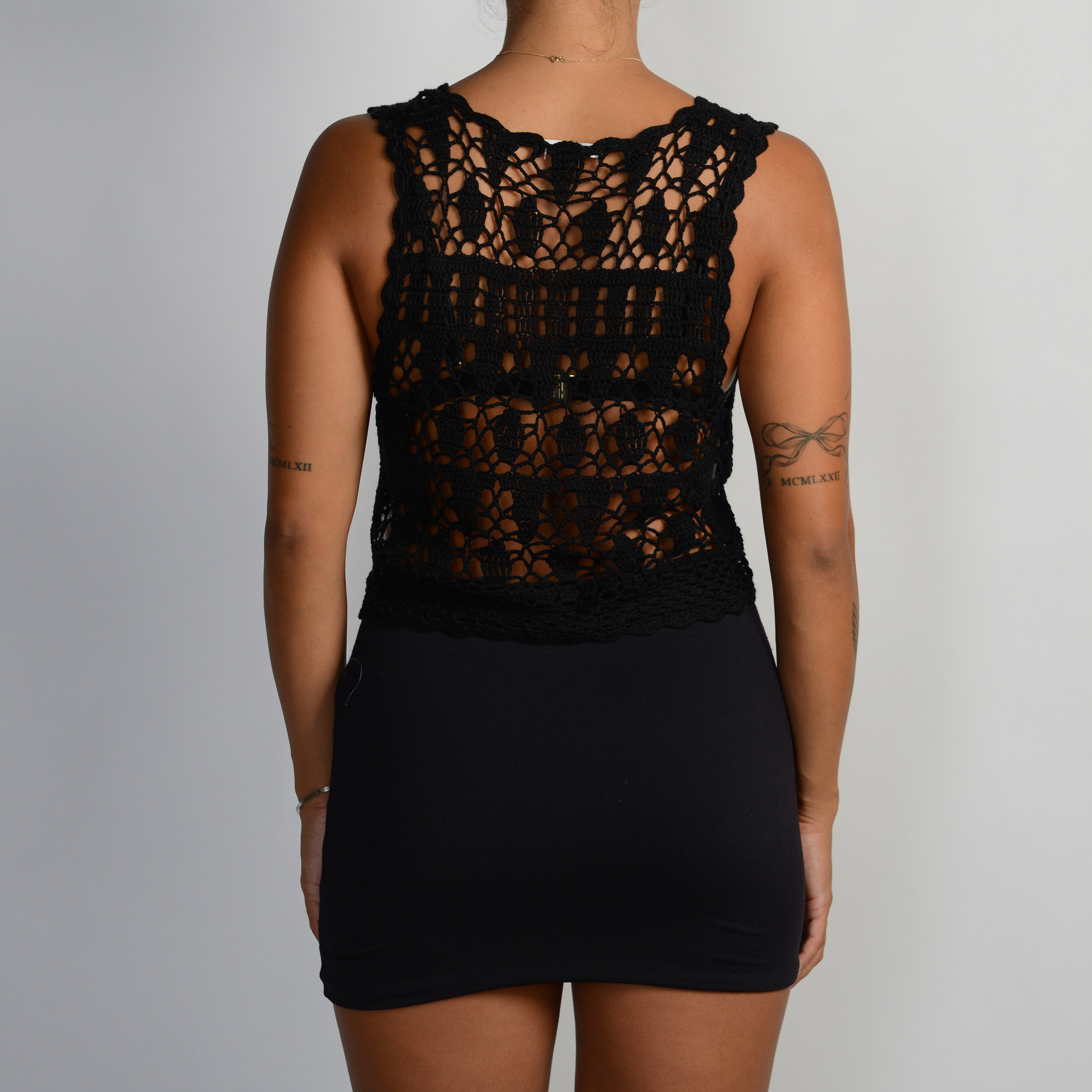 BLACK CROCHET VEST