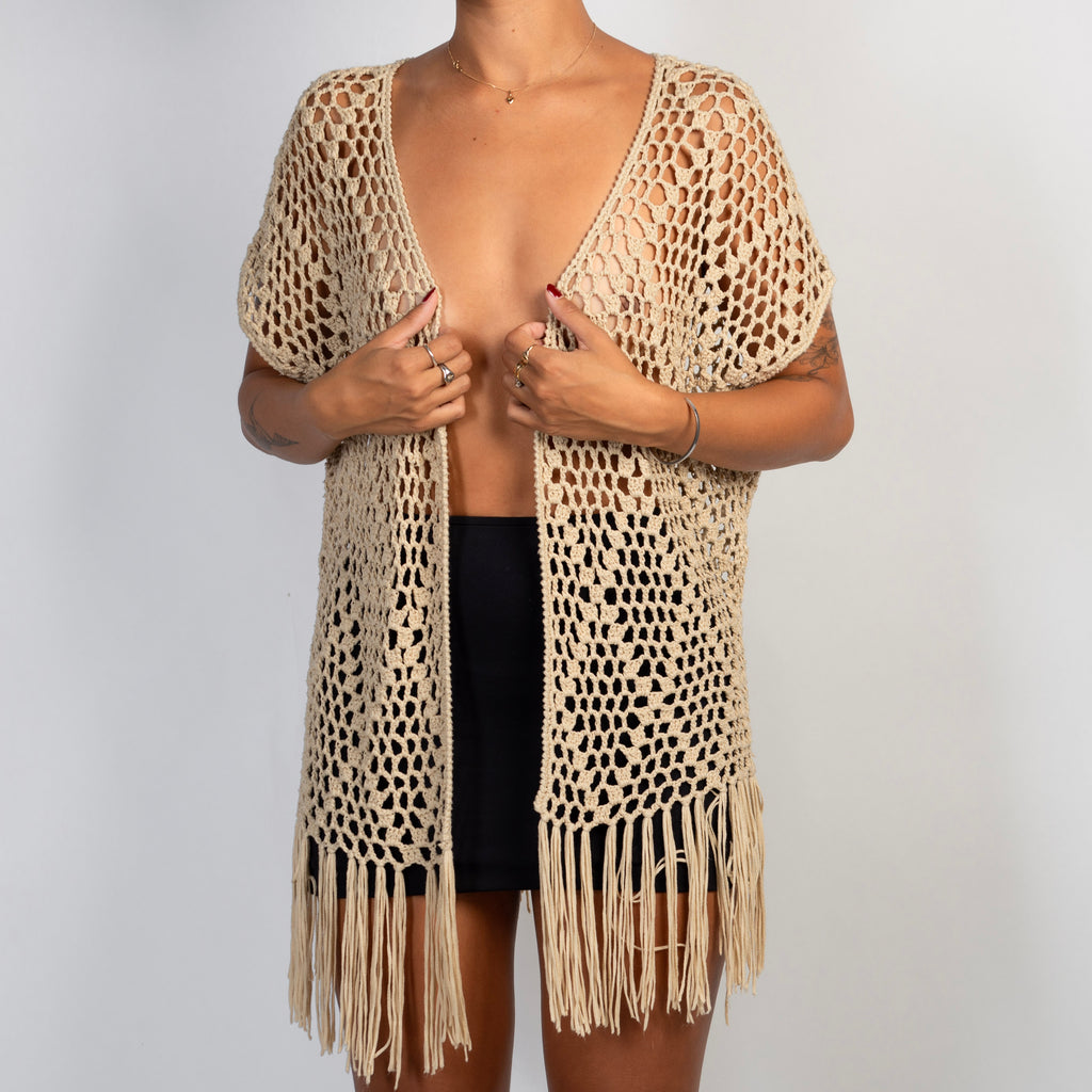 BEIGE CROCHET KIMONO