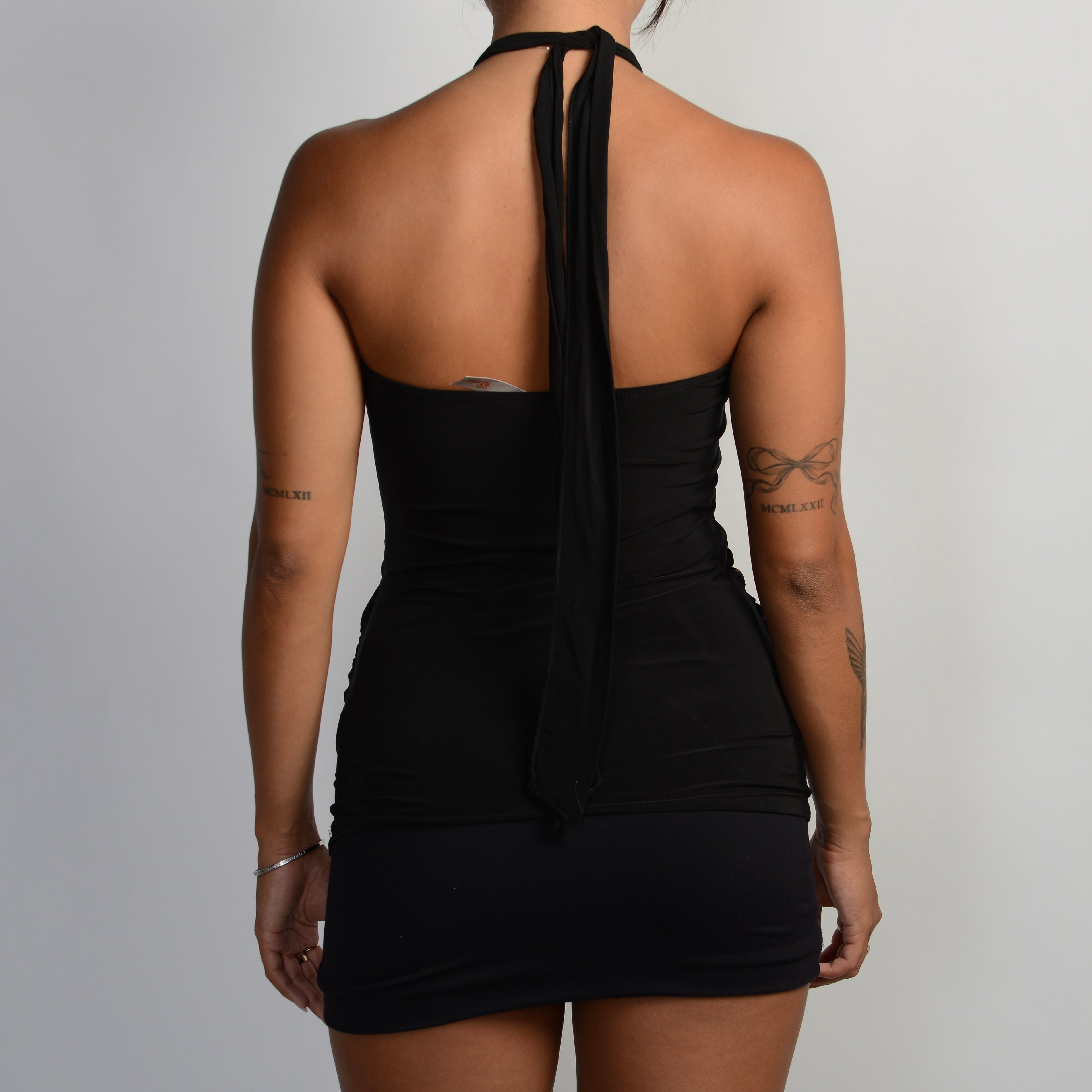 METALLIC STRETCH HALTER TOP