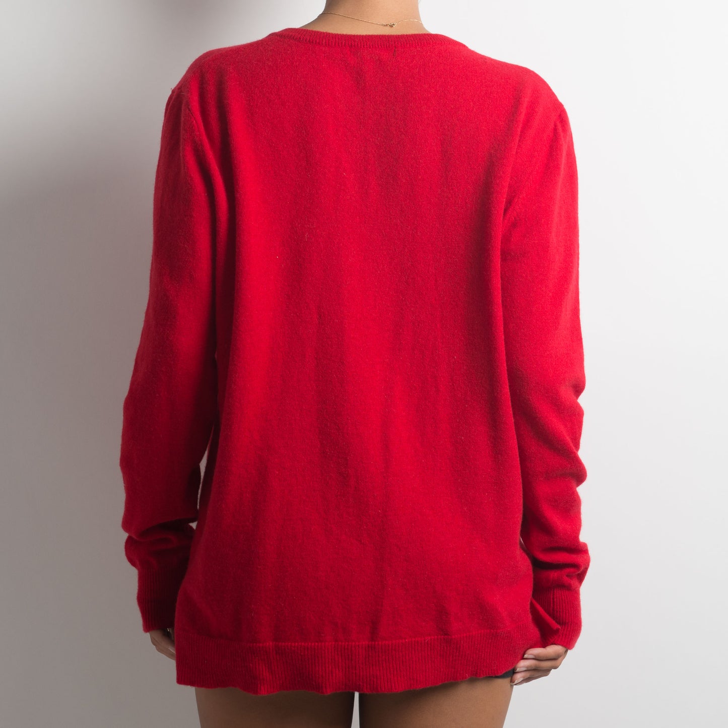 RED WOOL BUTTON FRONT CARDIGAN