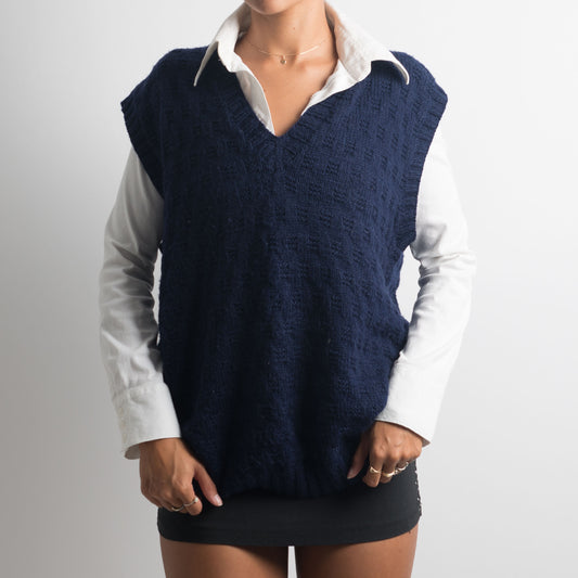 GILET EN TRICOT BLEU MARINE