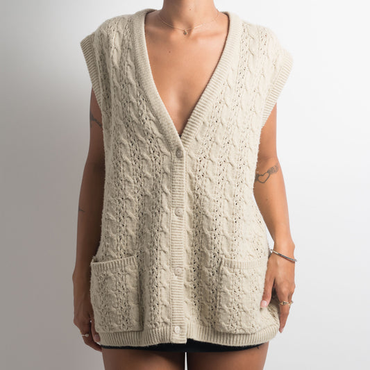 GILET OVERSIZE EN MAILLE BEIGE