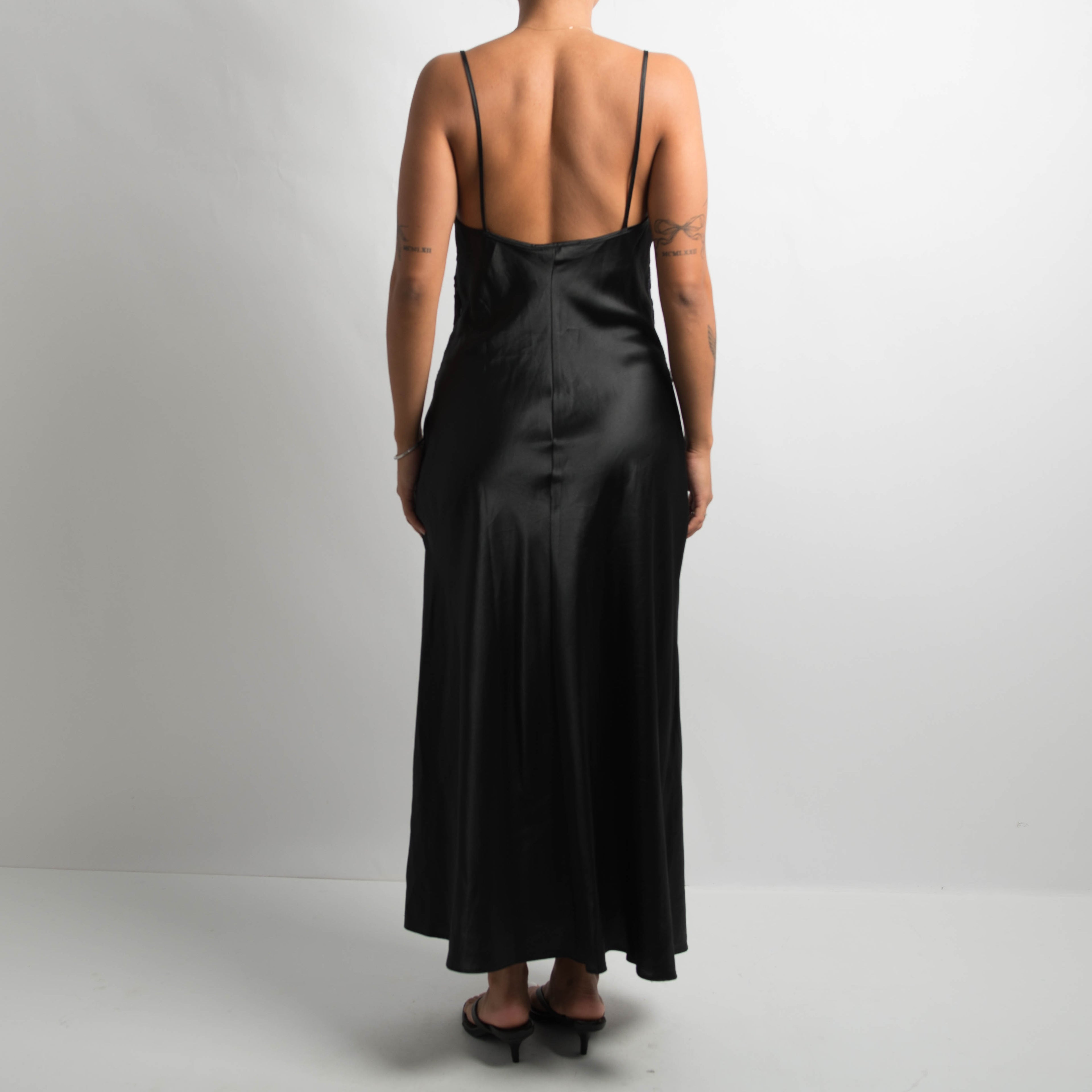 BLACK SATIN SLIP DRESS