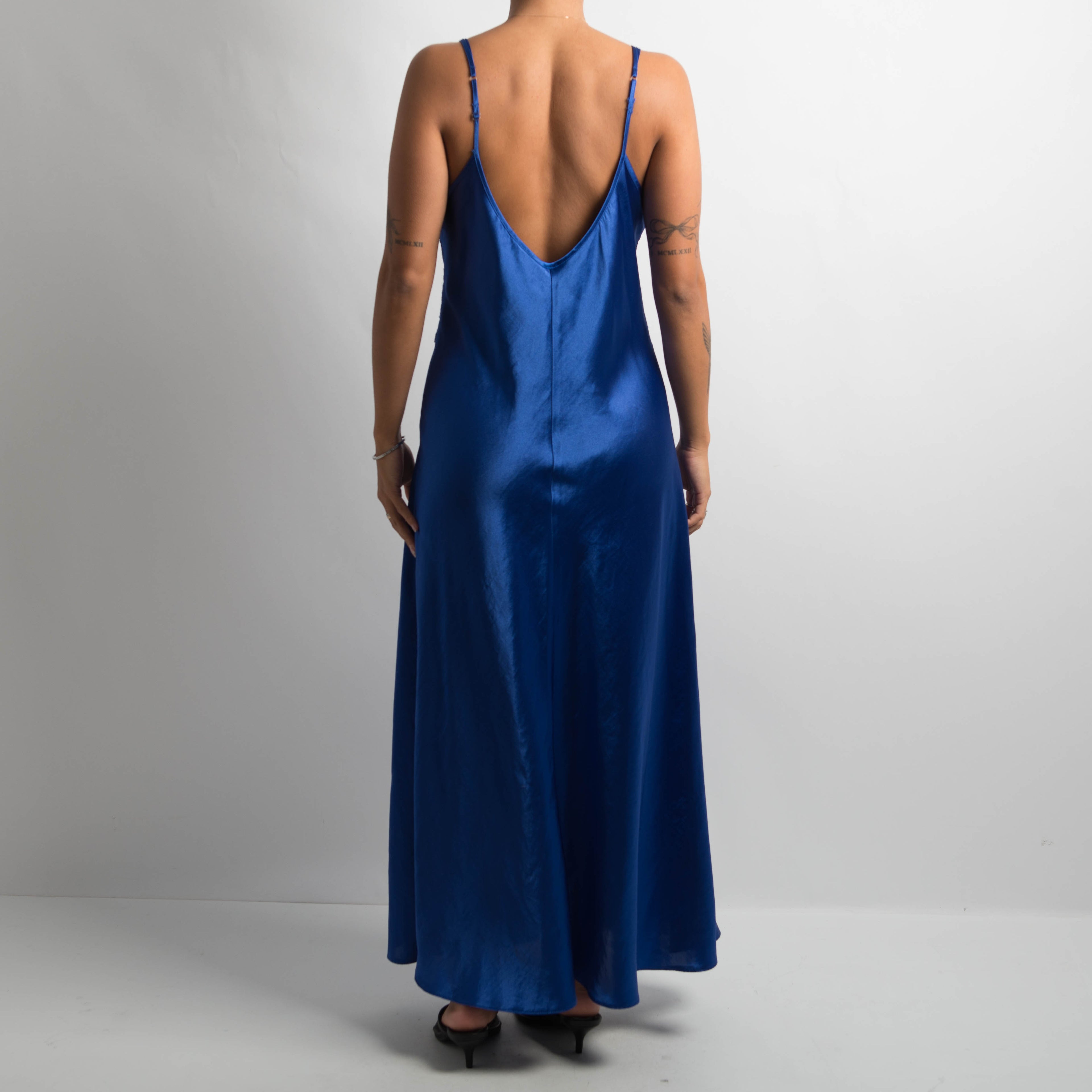 BLUE SATIN NIGHTGOWN