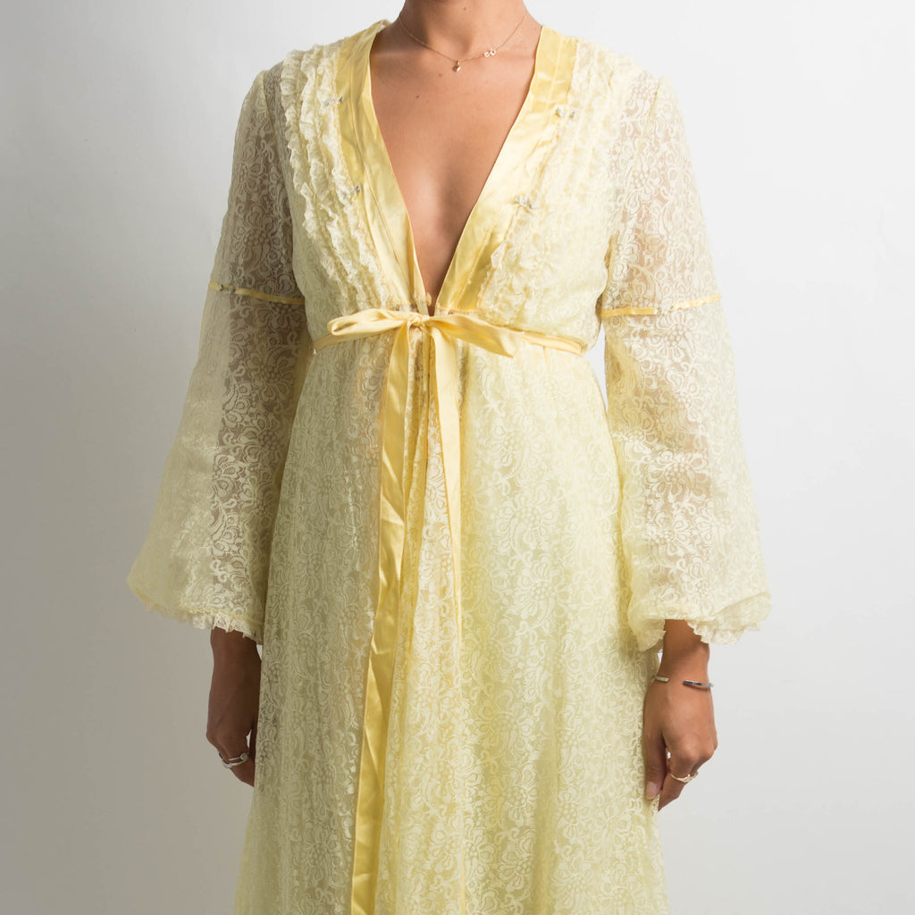 YELLOW LACE DRESS + ROBE SET