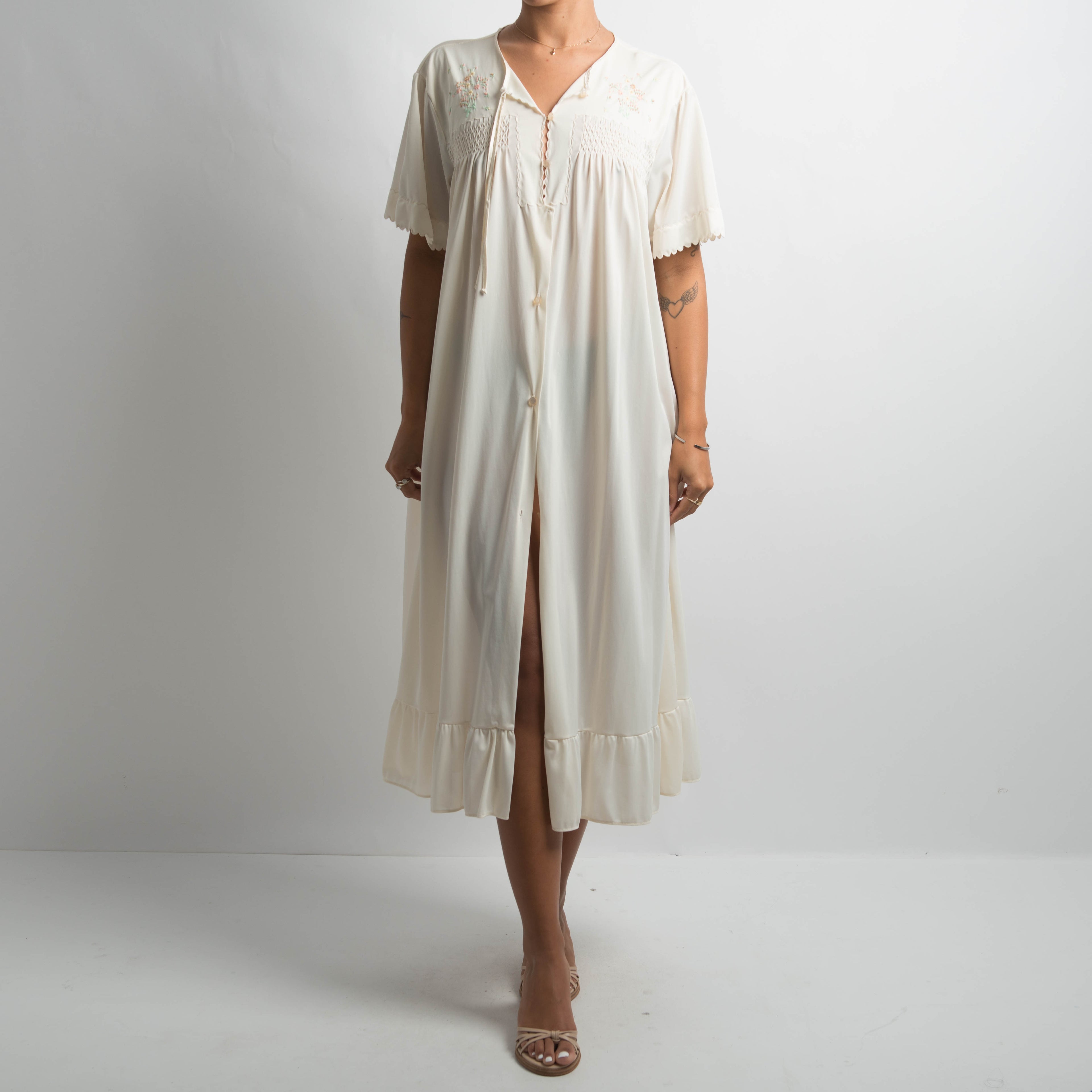 IVORY BUTTON FRONT DRESS