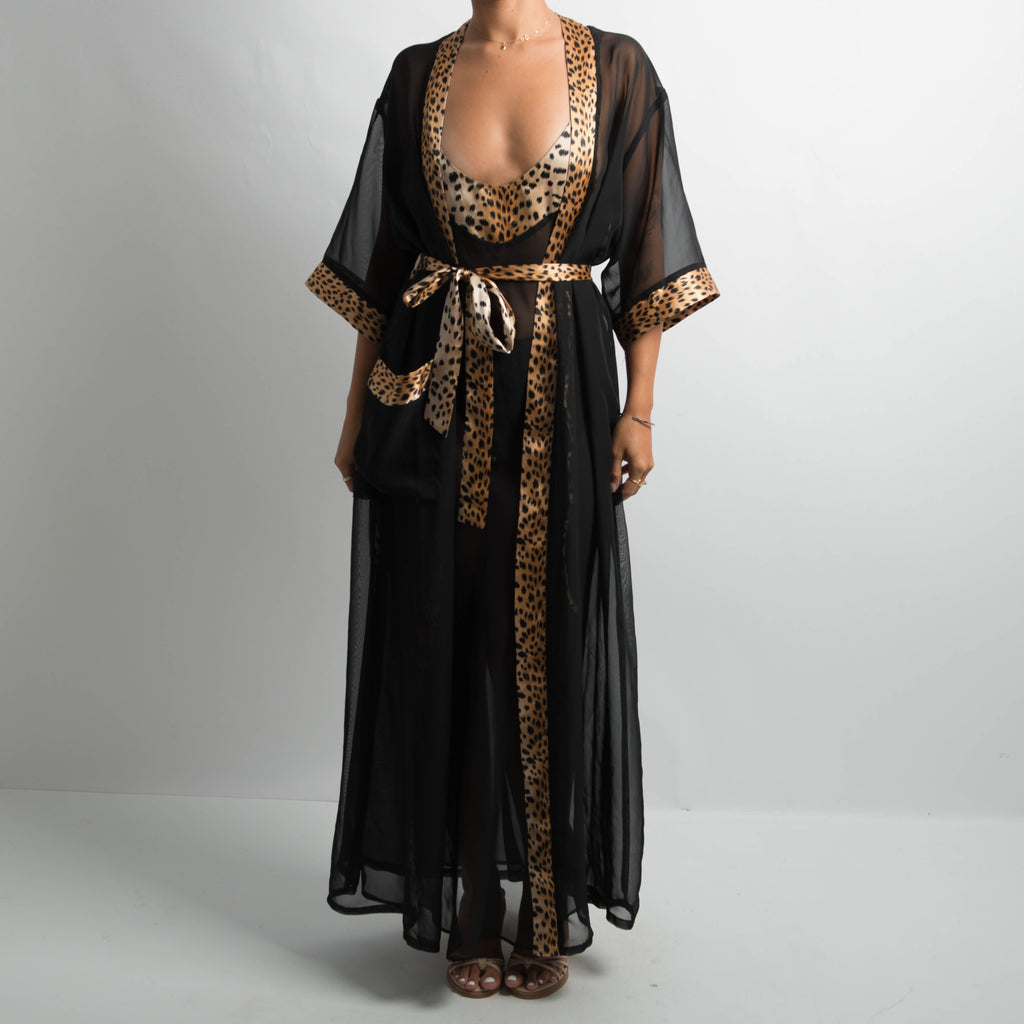 BLACK SHEER DRESS + ROBE SET