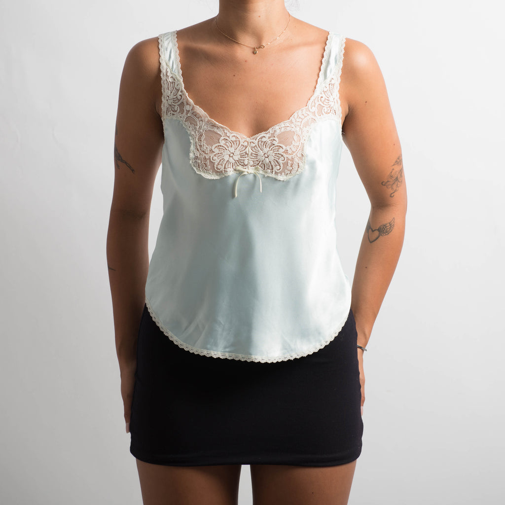 BLUE SATIN CAMISOLE