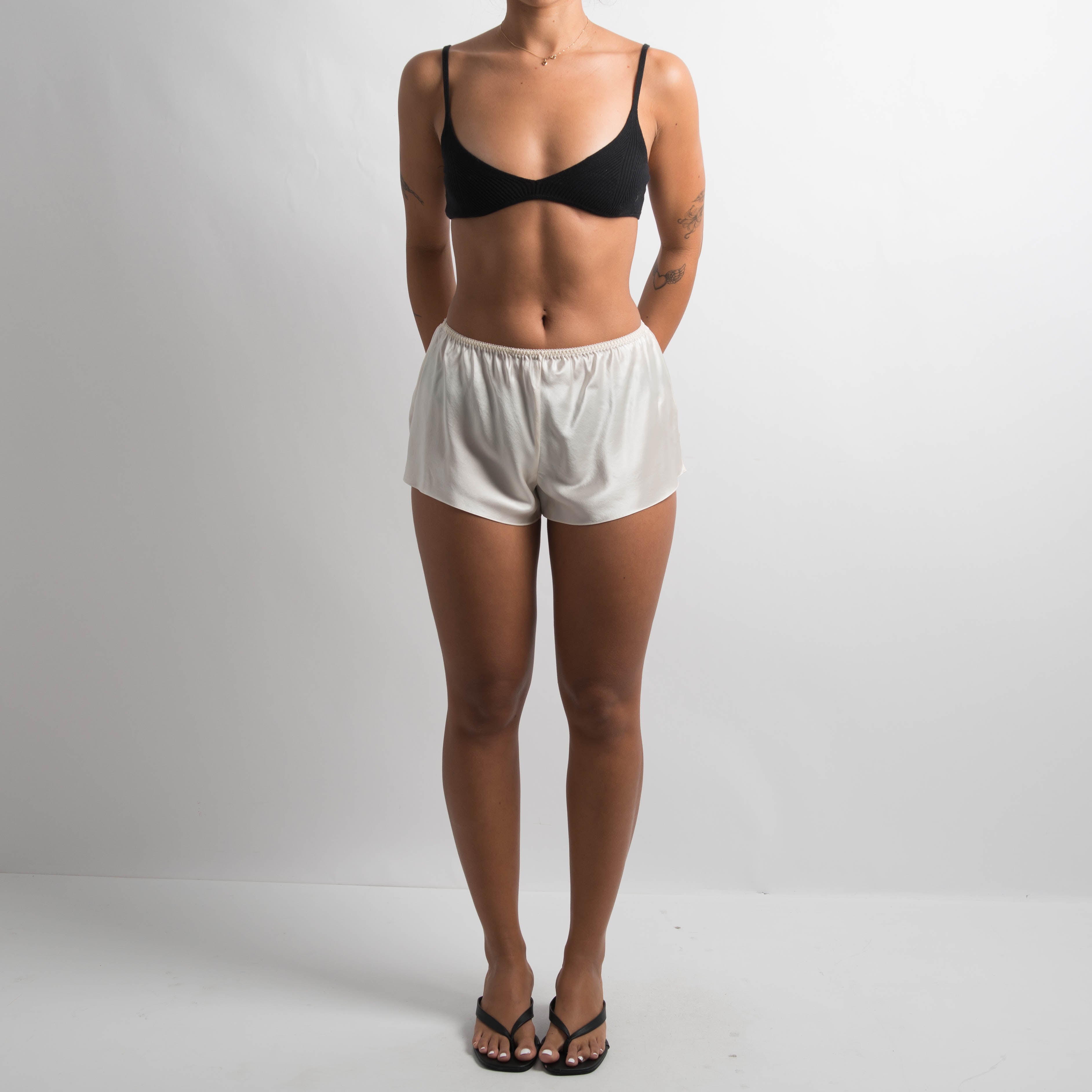 IVORY SILK SHORTIES