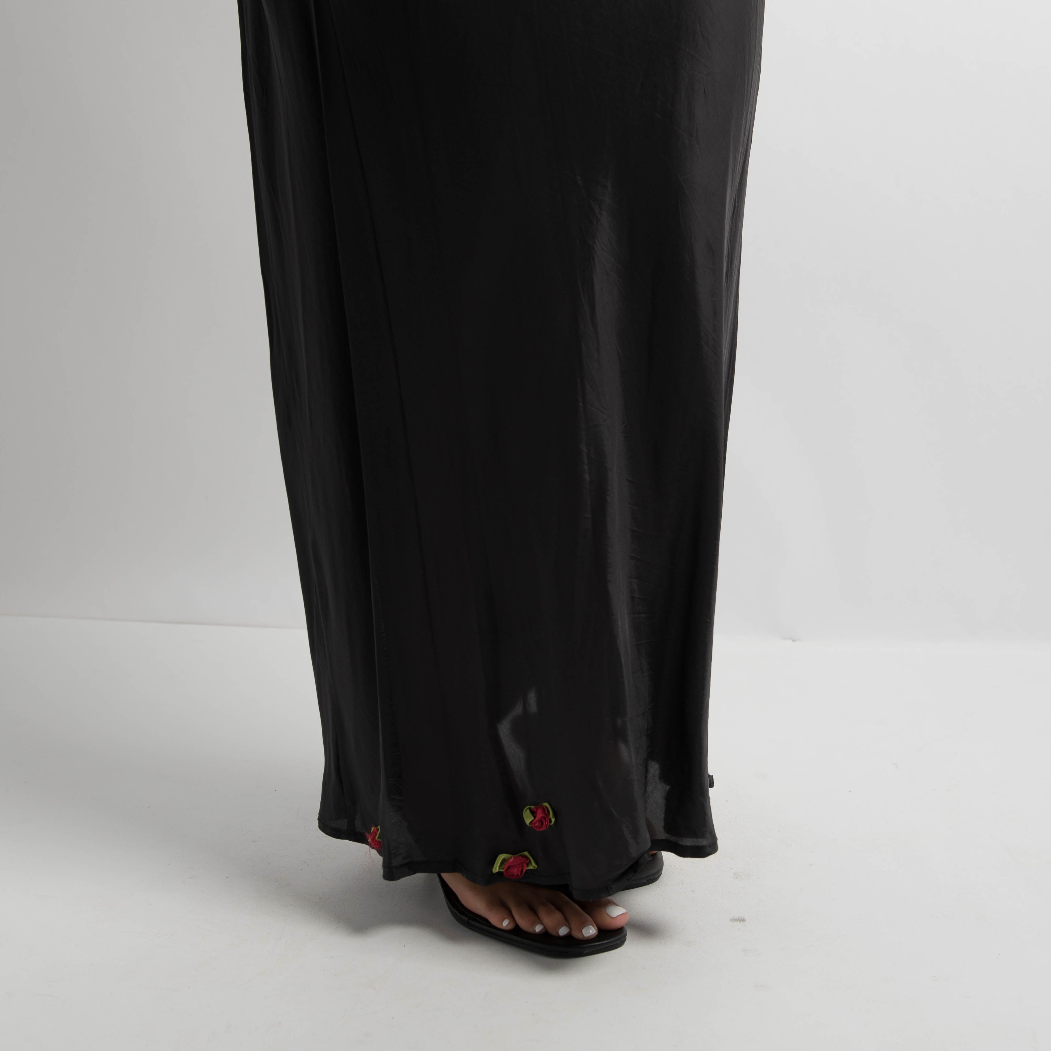 BLACK MAXI SLIP SKIRT