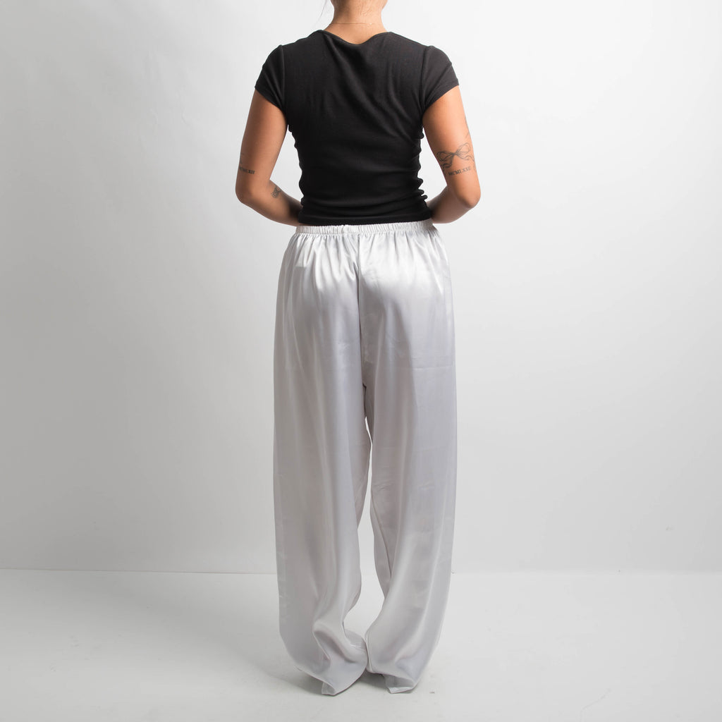 WHITE SATIN PANTS