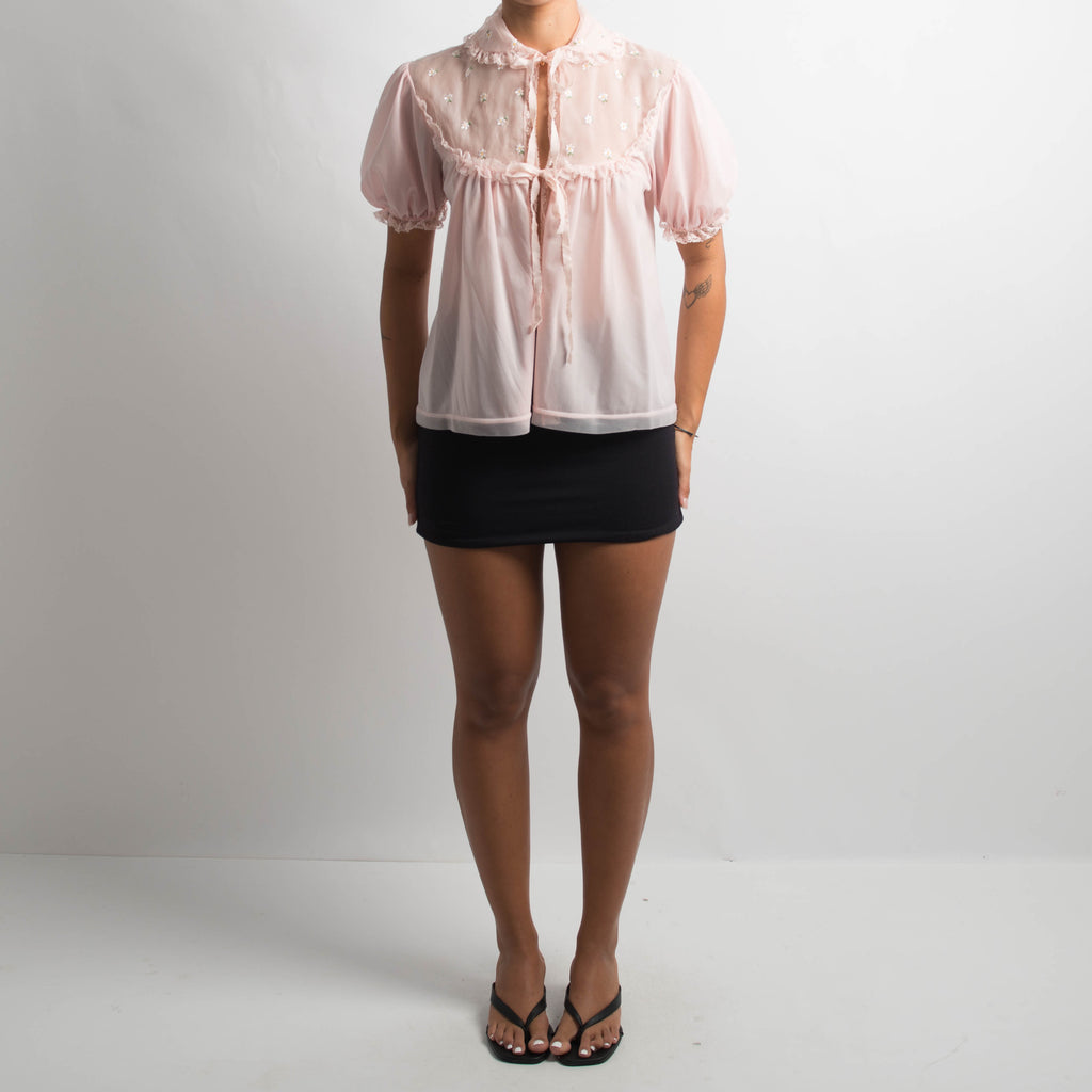 PINK FLORAL BED JACKET