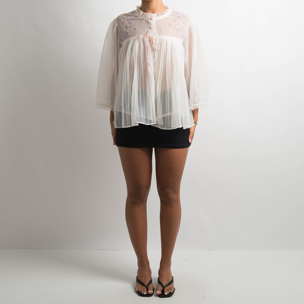 WHITE LAYERED BED JACKET