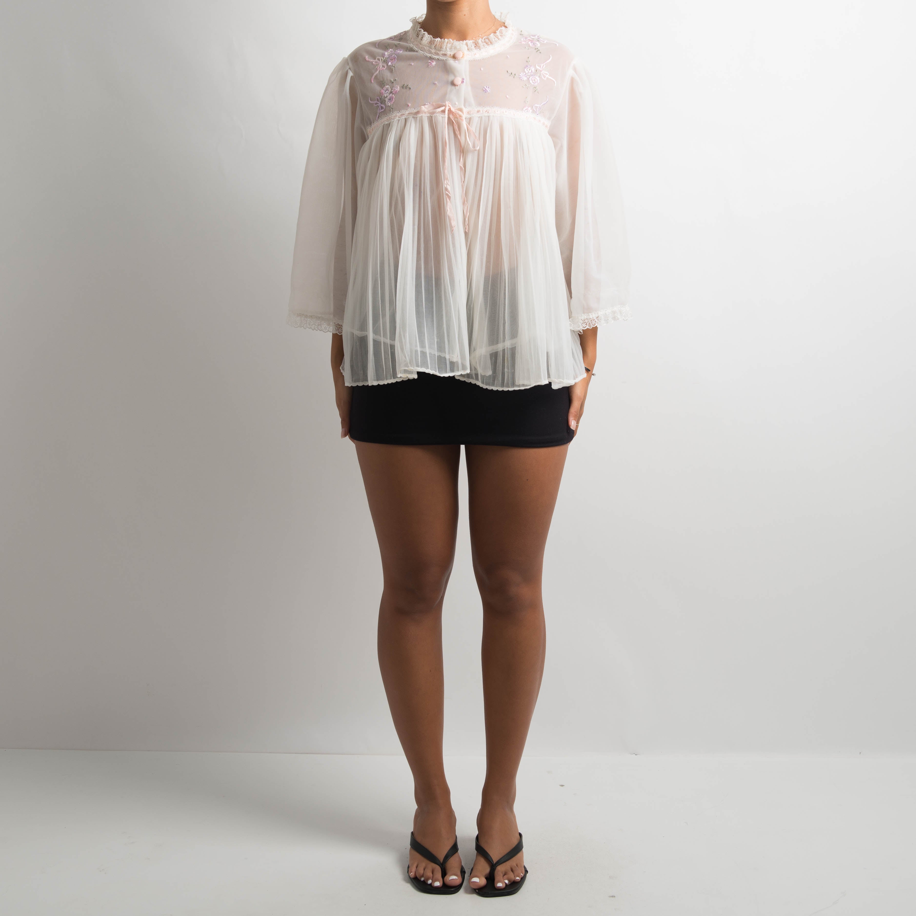 WHITE LAYERED BED JACKET