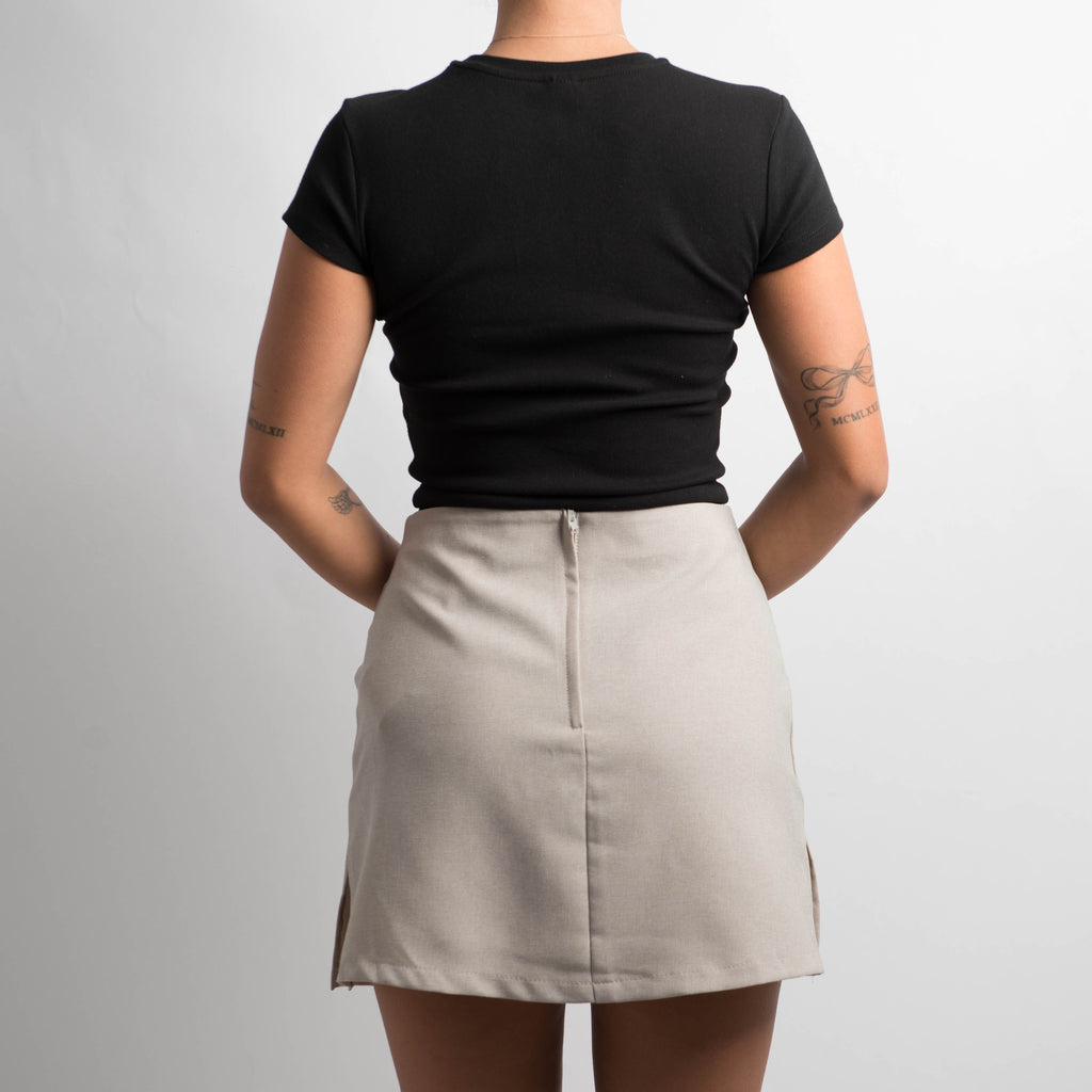 CREAM A-LINE MINI SKIRT
