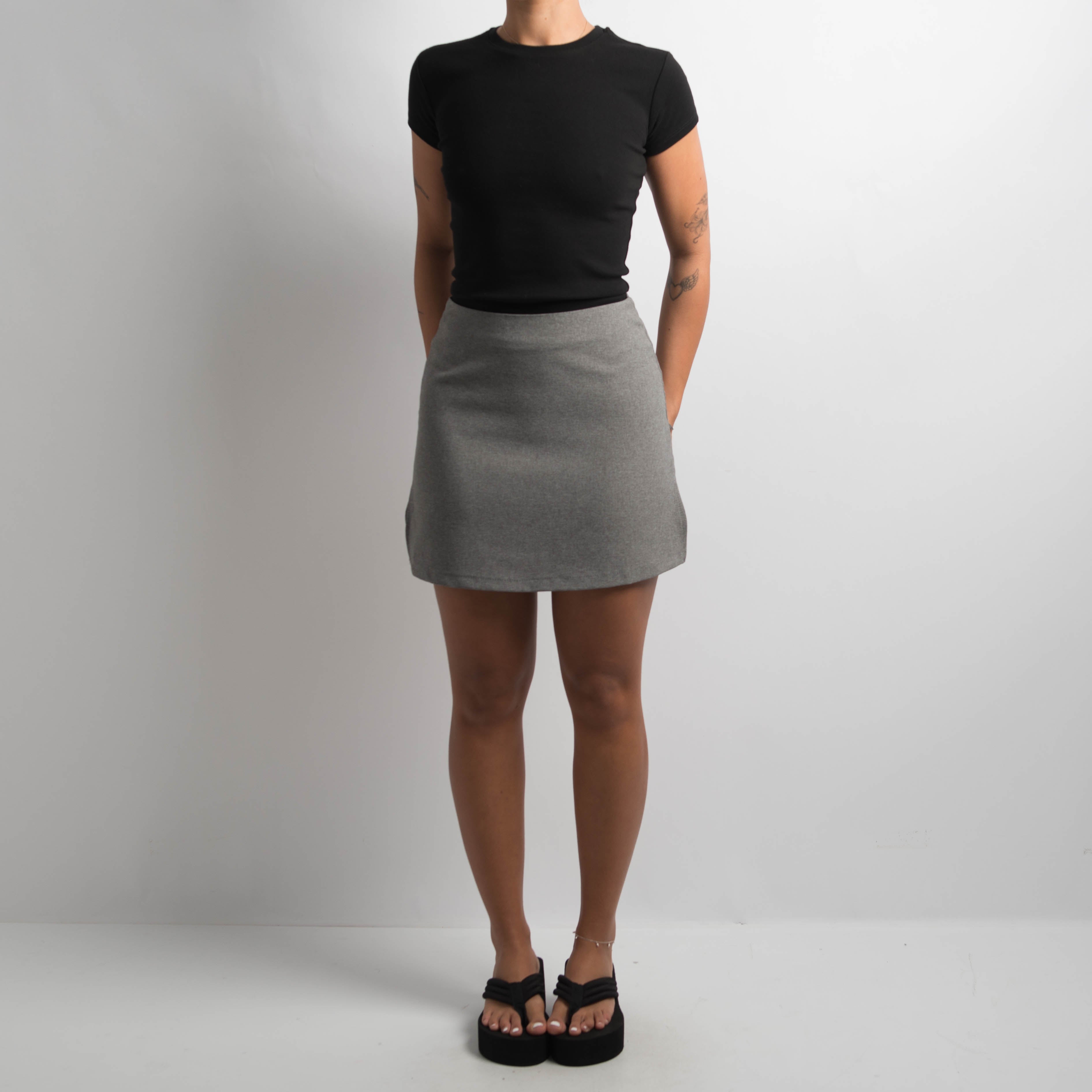 MID GREY A-LINE MINI SKIRT