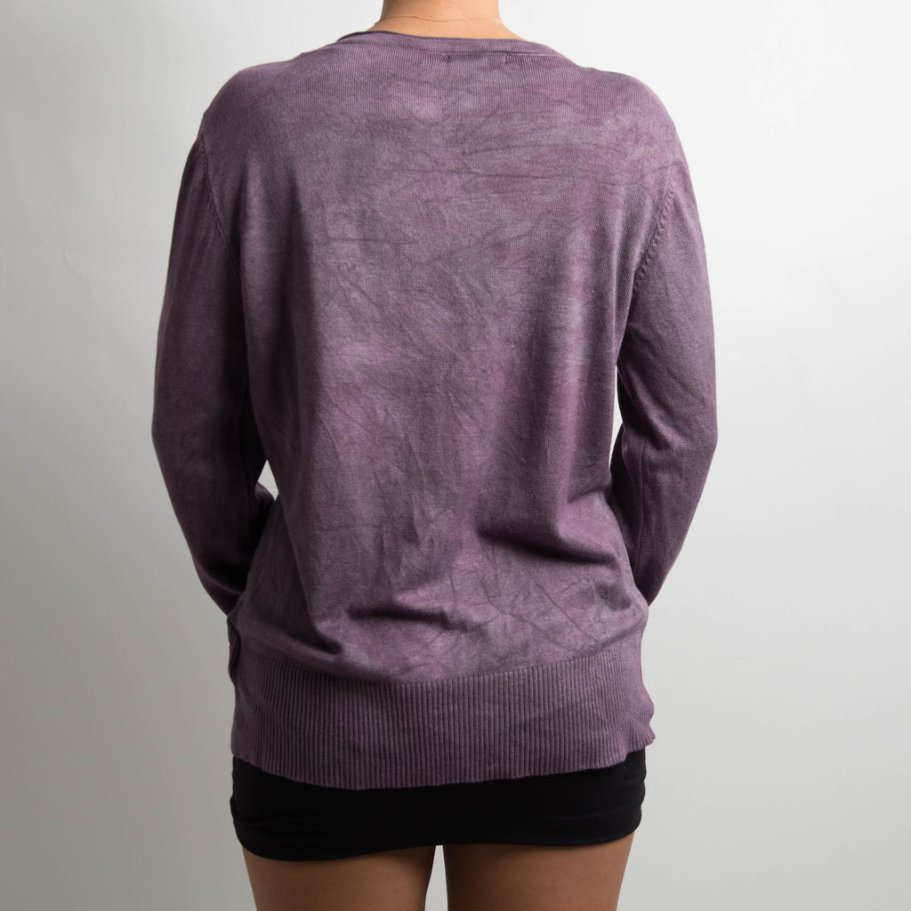 PURPLE FADED WASH CARDIGAN