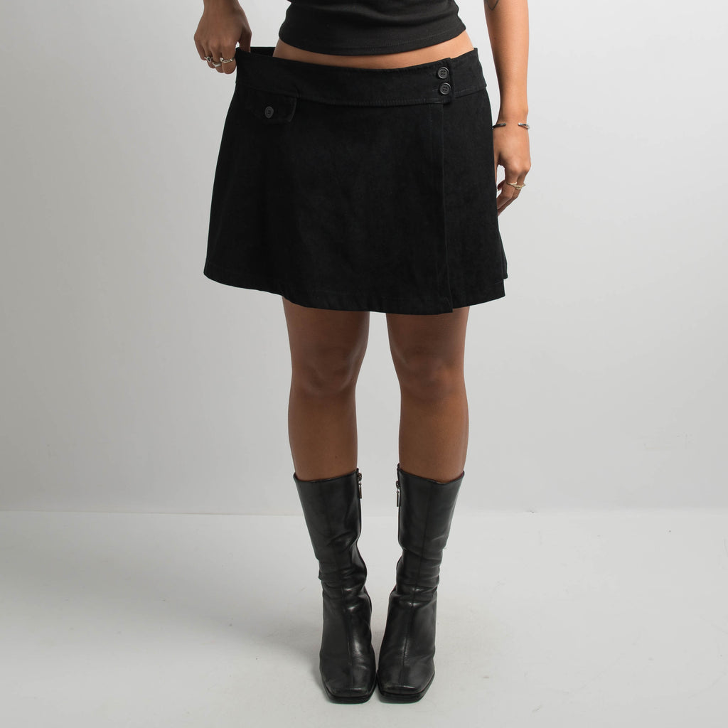 BLACK SUEDETTE MINI SKIRT