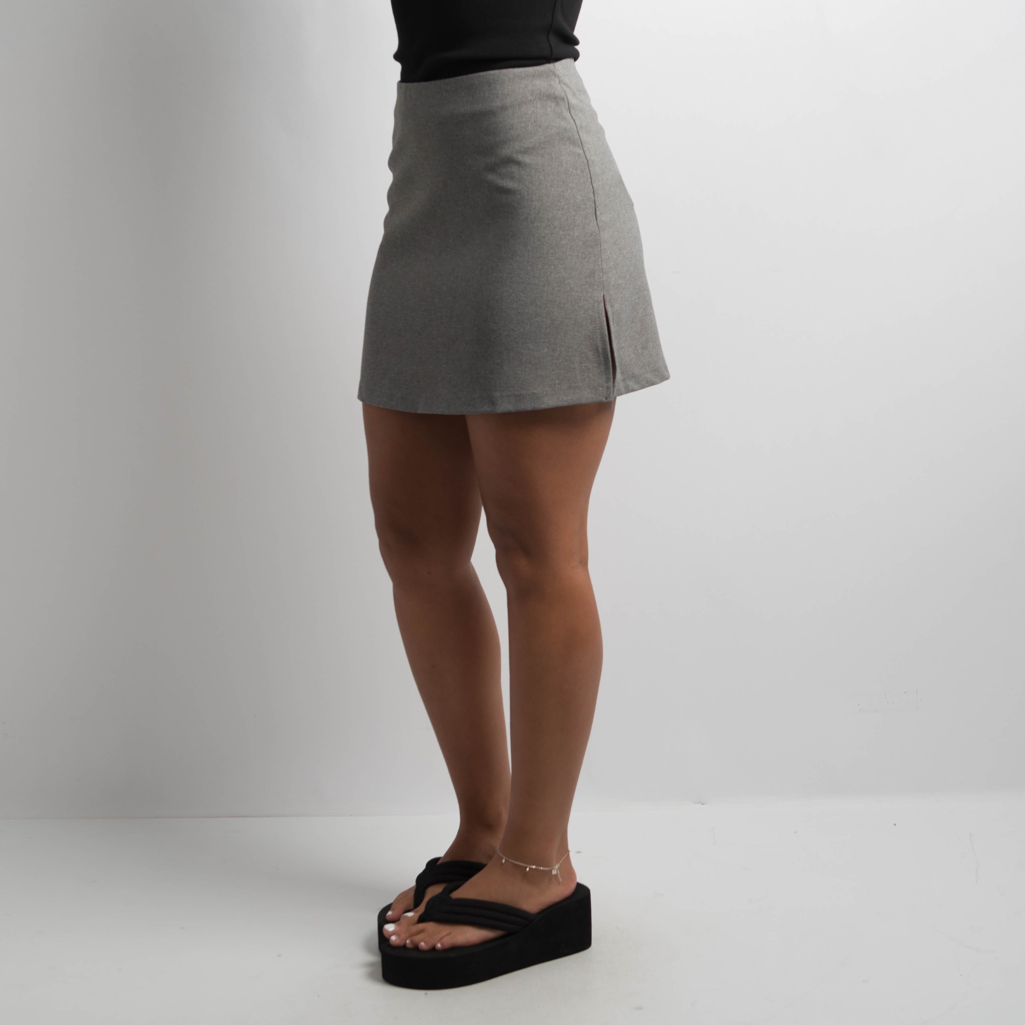 MID GREY A-LINE MINI SKIRT