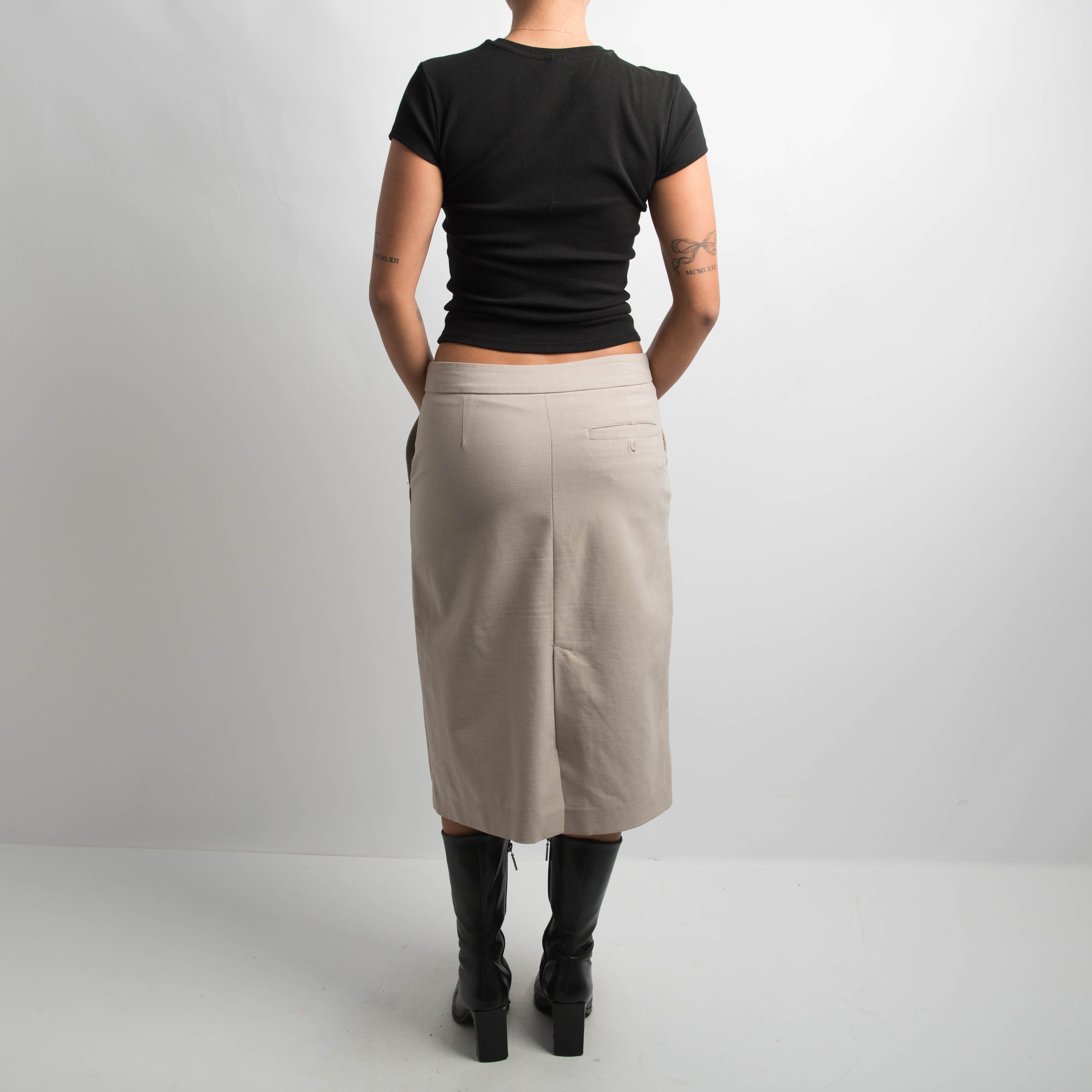BEIGE MIDI SKIRT