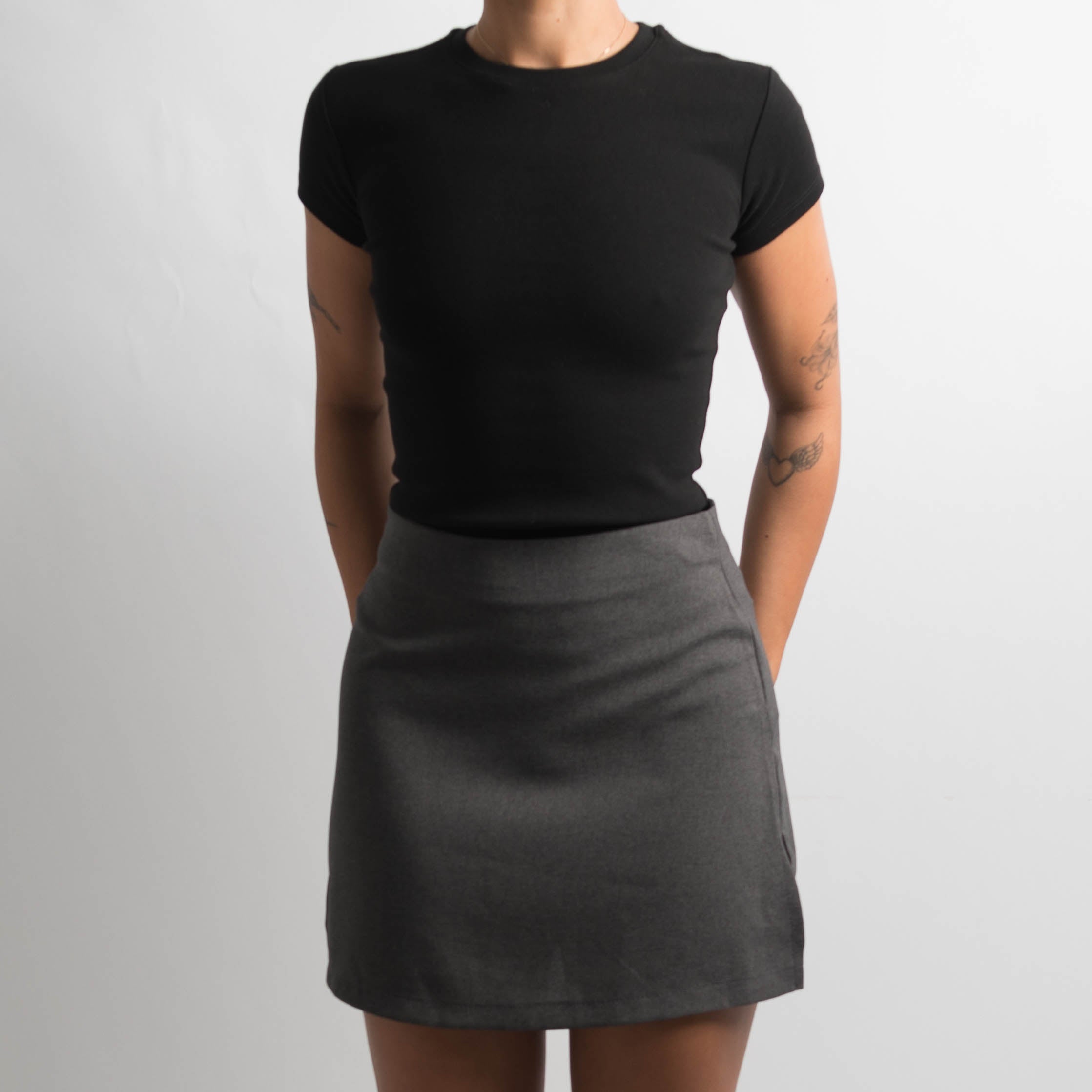 DARK GREY A-LINE MINI SKIRT
