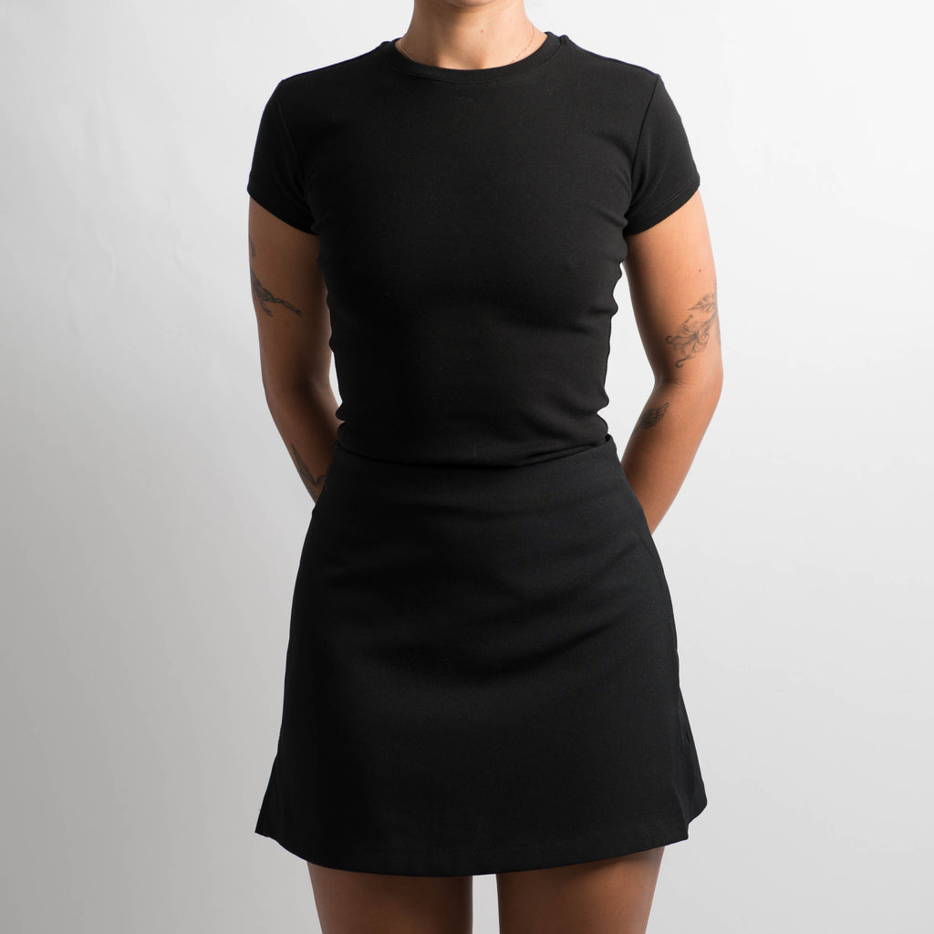BLACK A-LINE MINI SKIRT