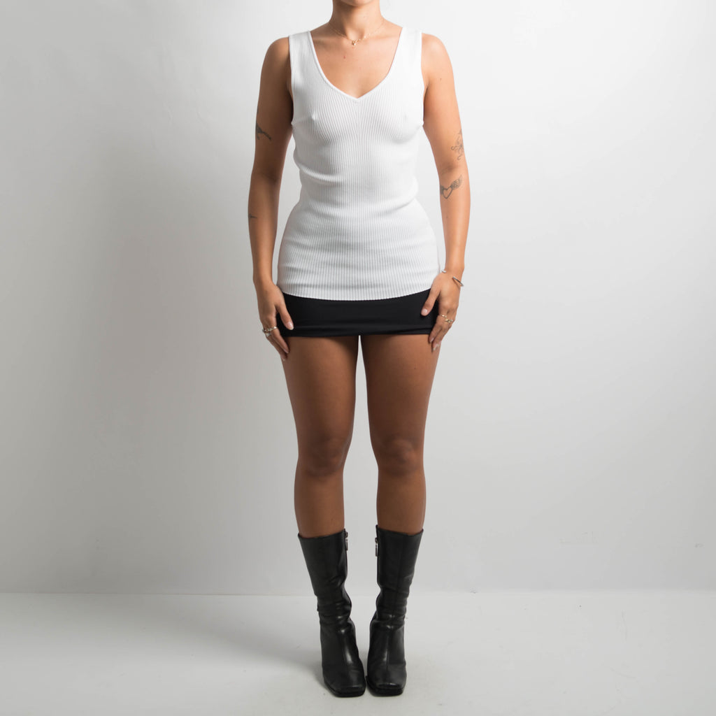 WHITE RIBBED TANK TOP