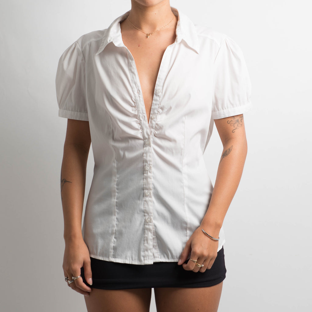 WHITE SHORT SLEEVE BLOUSE