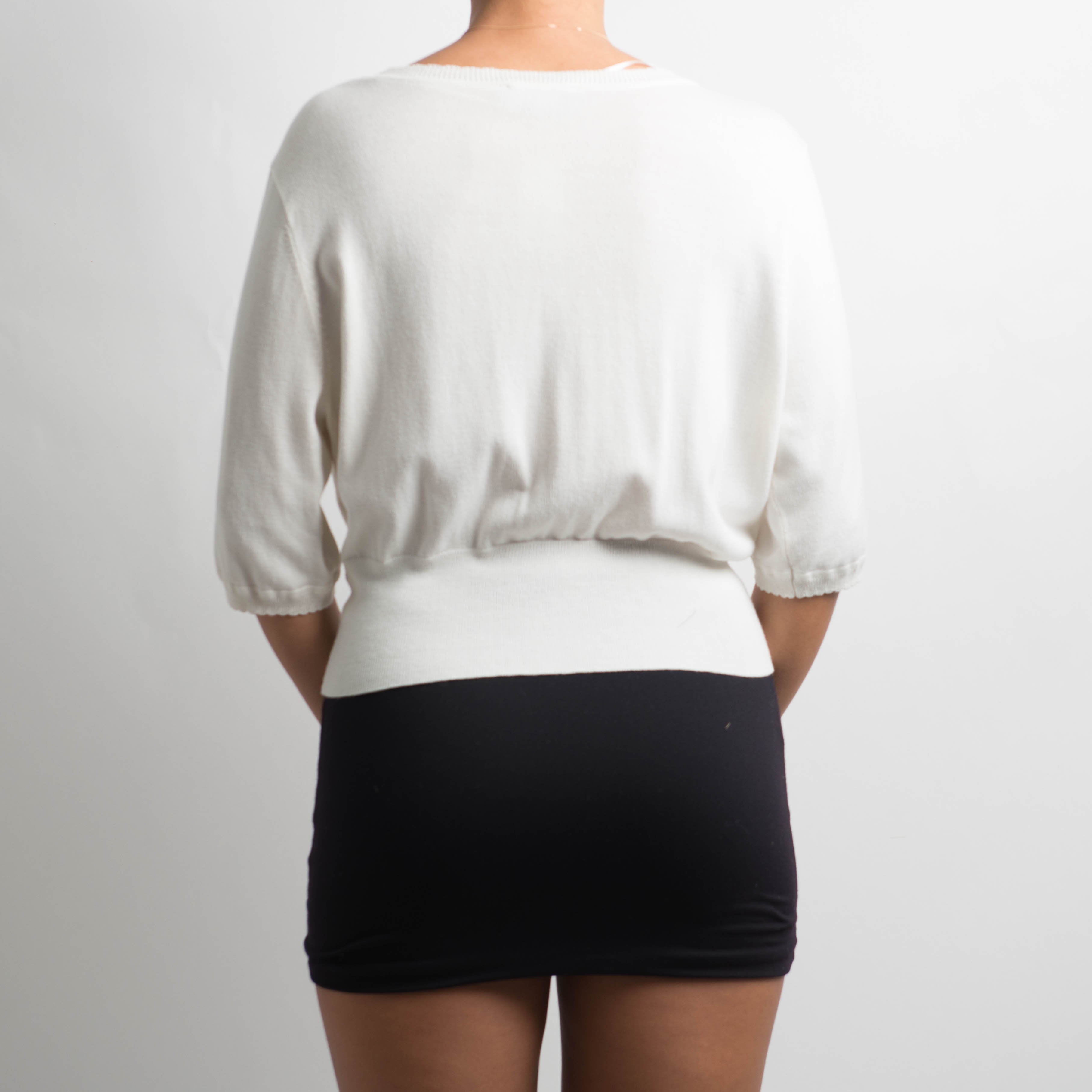 WHITE 1/2 SLEEVE CARDIGAN