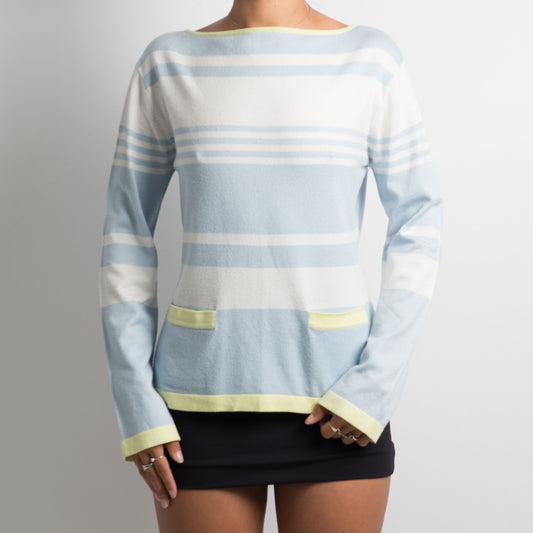 BLUE STRIPED KNIT LONG SLEEVE