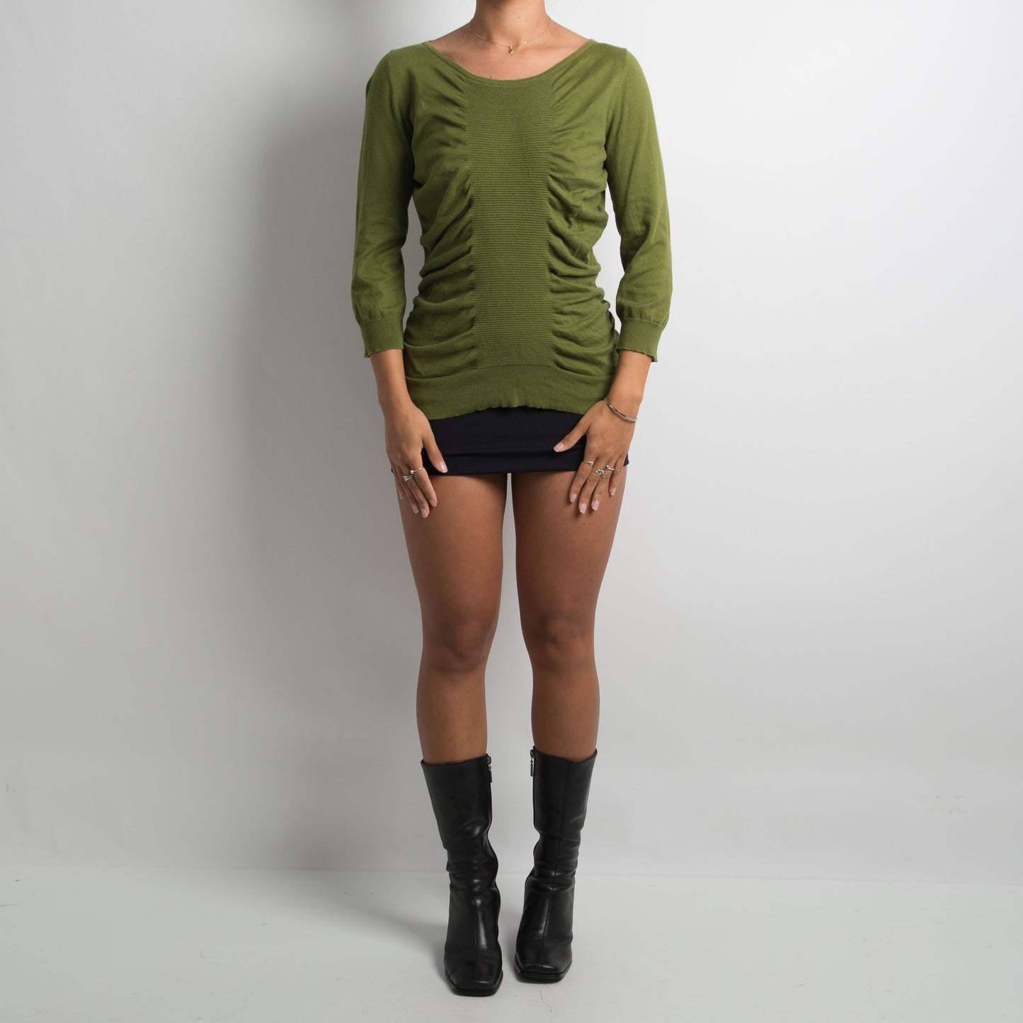 GREEN TEXTURED LONG SLEEVE