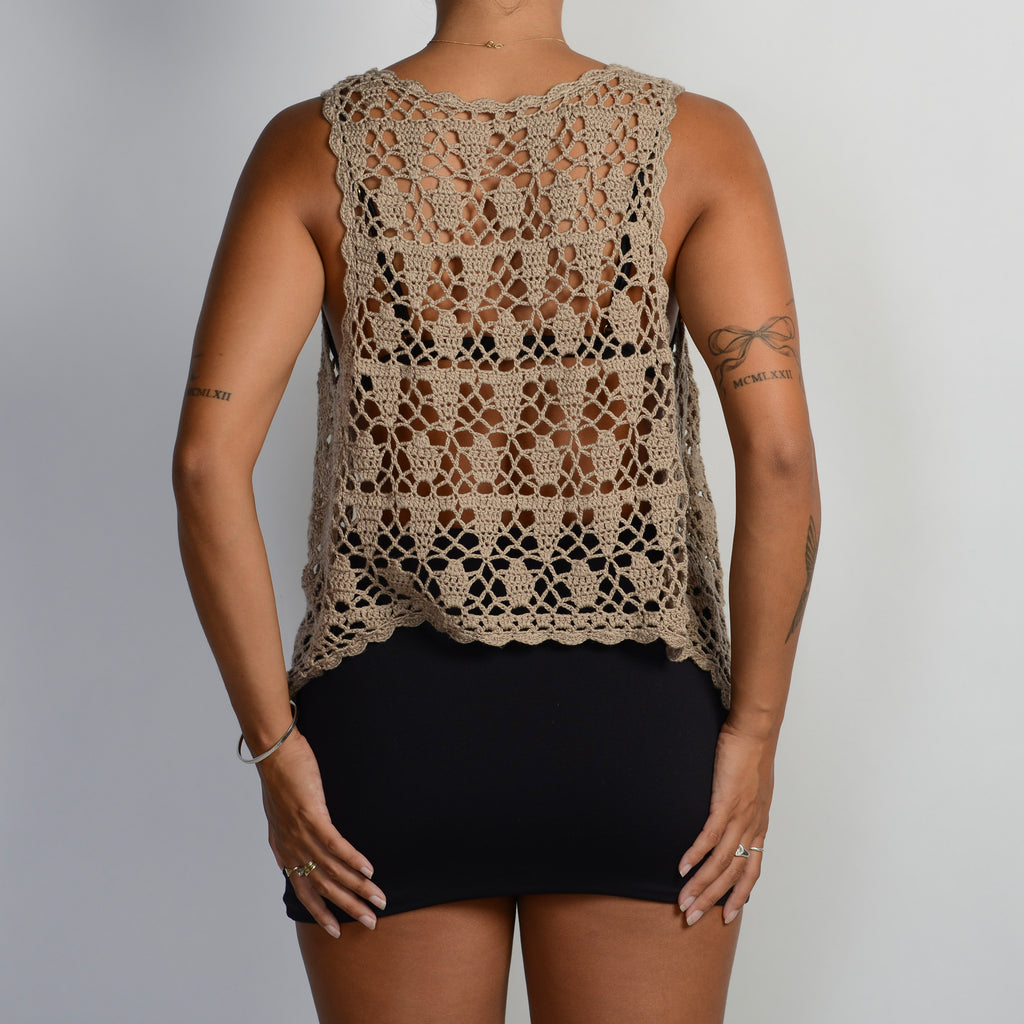 BROWN CROCHET VEST